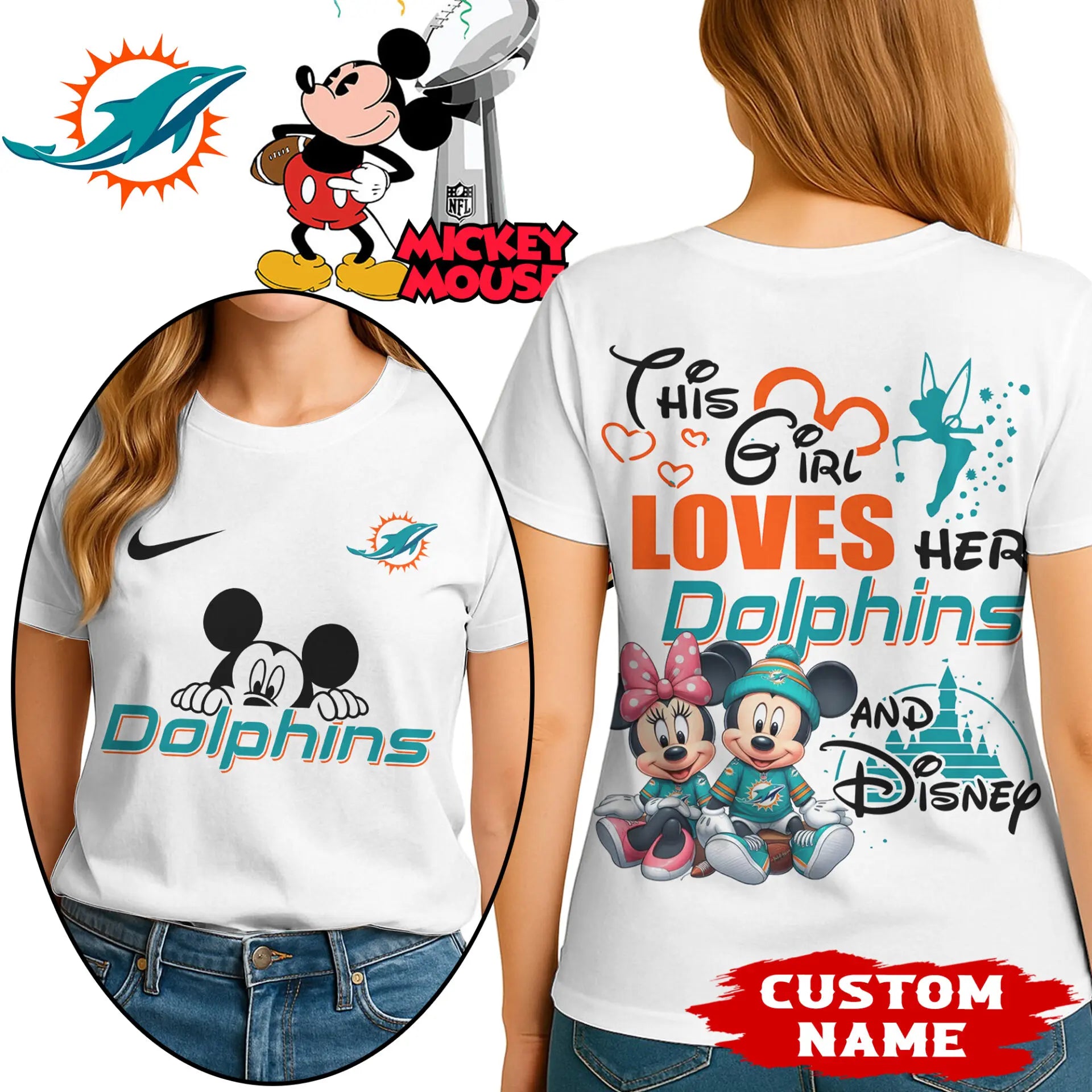 Miami Dolphins | Premium NFL Mickey Shirt HI – HuddleStyle.com - Image 2