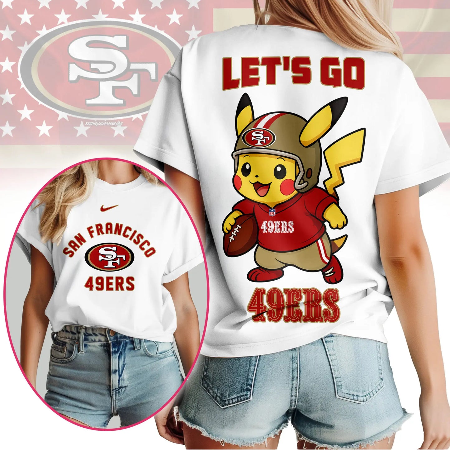 San Francisco 49ers | Premium NFL Pokemon Fan 3D Shirt NY – HuddleStyle.com - Image 2