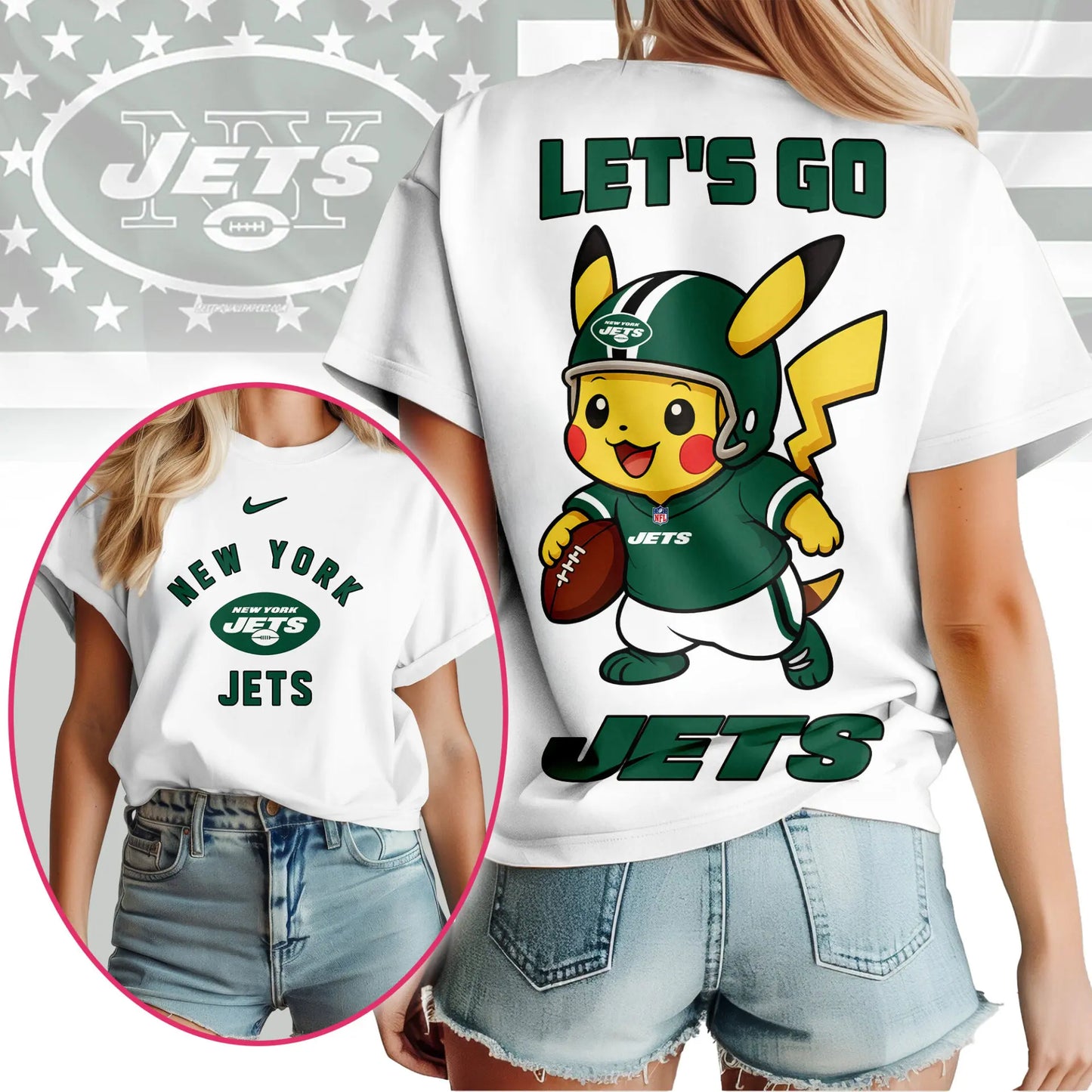 New York Jets | Premium NFL Pokemon Fan 3D Shirt NY – HuddleStyle.com - Image 2
