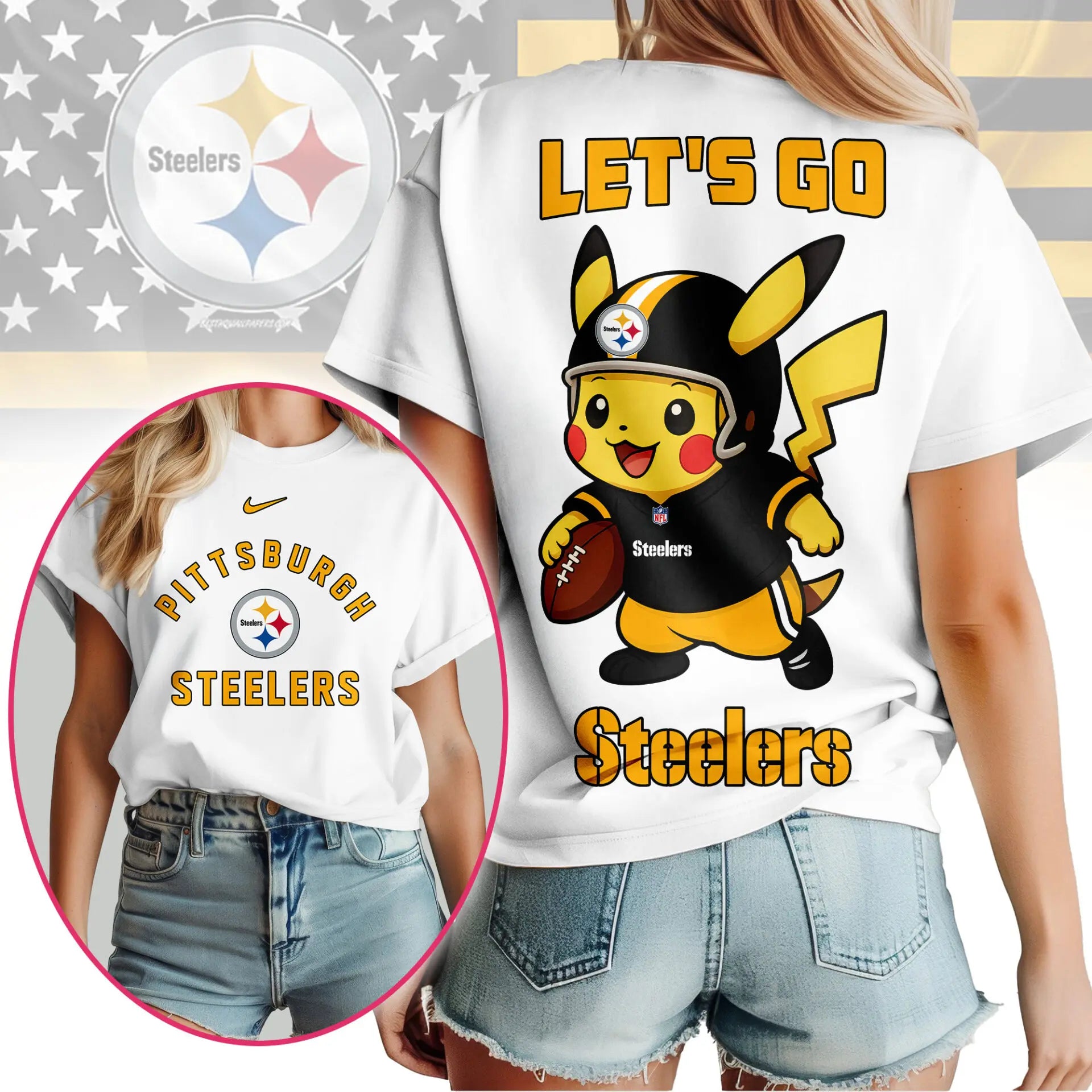 Pittsburgh Steelers | Premium NFL Pokemon Fan 3D Shirt NY – HuddleStyle.com - Image 2