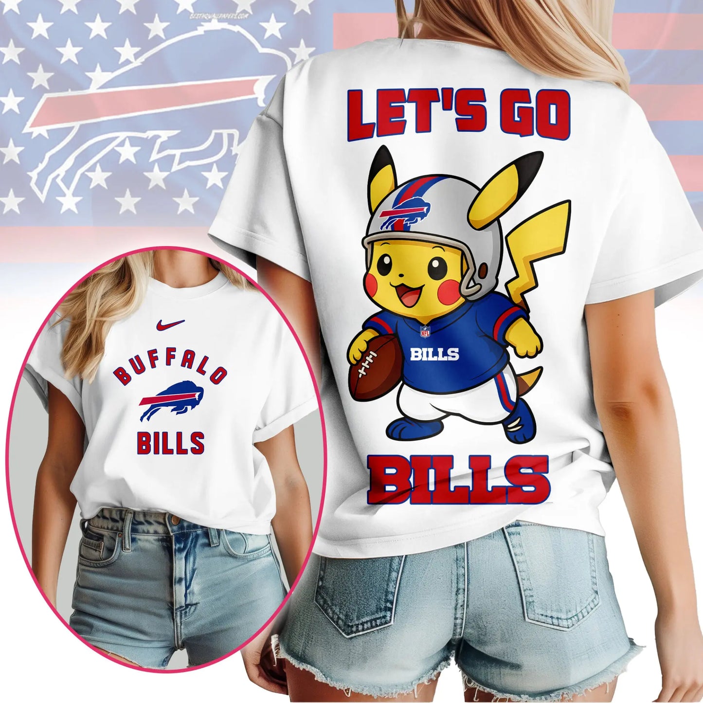 Buffalo Bills | Premium NFL Pokemon Fan 3D Shirt NY – HuddleStyle.com - Image 3