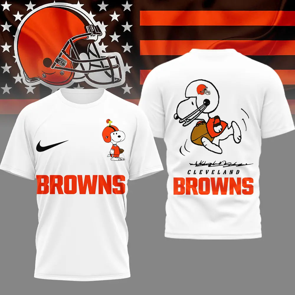 Cleveland Browns | Premium NFL x Peanuts 3D Shirt HI – HuddleStyle.com - Main