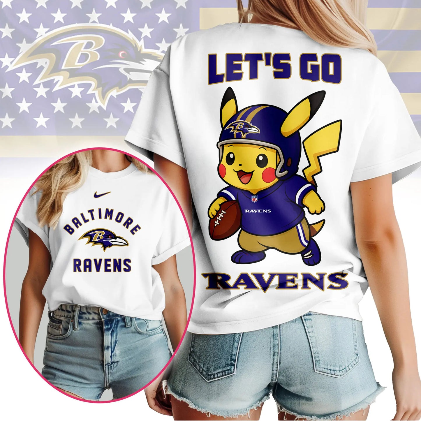 Baltimore Ravens | Premium NFL Pokemon Fan 3D Shirt NY – HuddleStyle.com - Image 2
