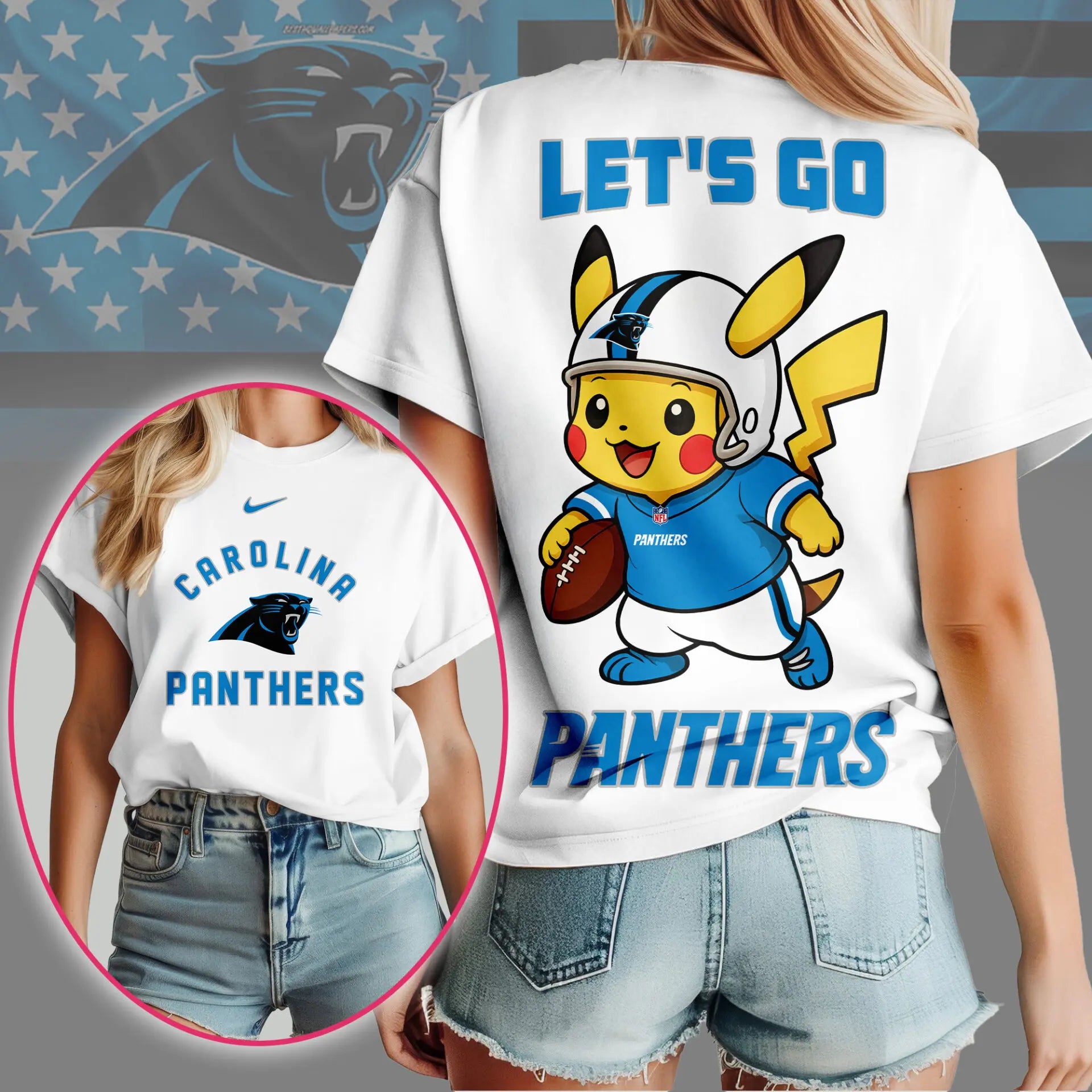 Carolina Panthers | Premium NFL Pokemon Fan 3D Shirt NY – HuddleStyle.com - Image 3