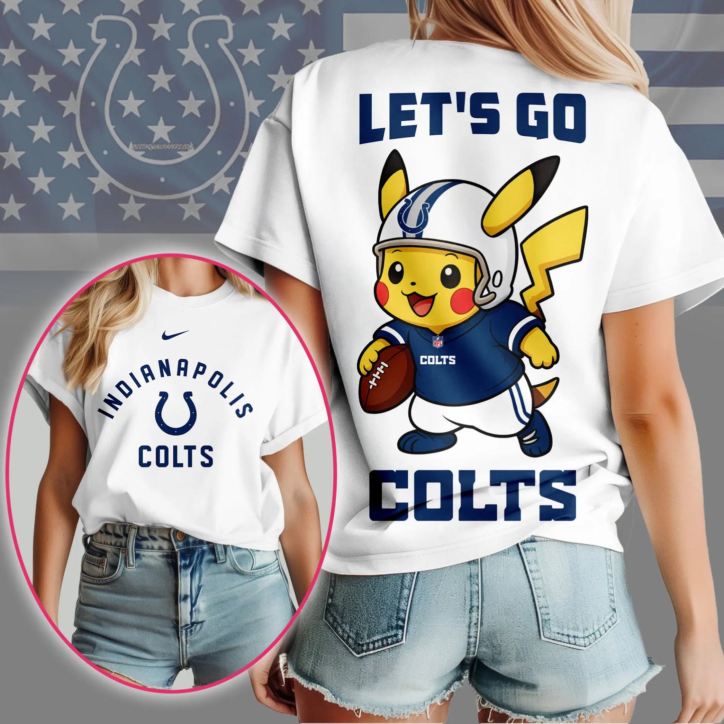 Indianapolis Colts | Premium NFL Pokemon Fan 3D Shirt NY – HuddleStyle.com - Image 3