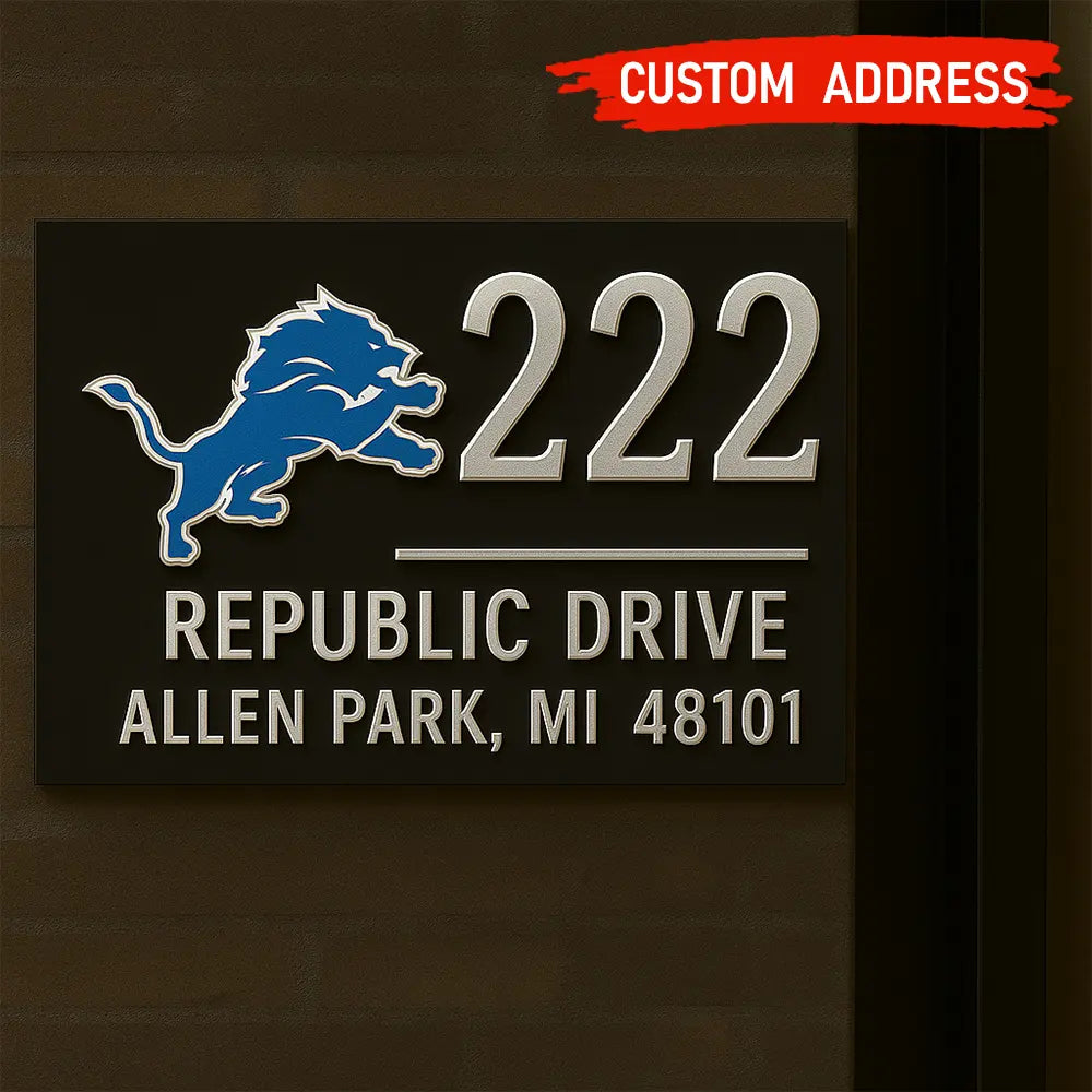 Detroit Lions | Premium NFL Address Sign HI – HuddleStyle.com - Main