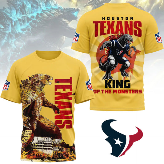 Houston Texans | Premium NFL Godzilla King of the Monsters 3D Shirt NY – HuddleStyle.com - Main