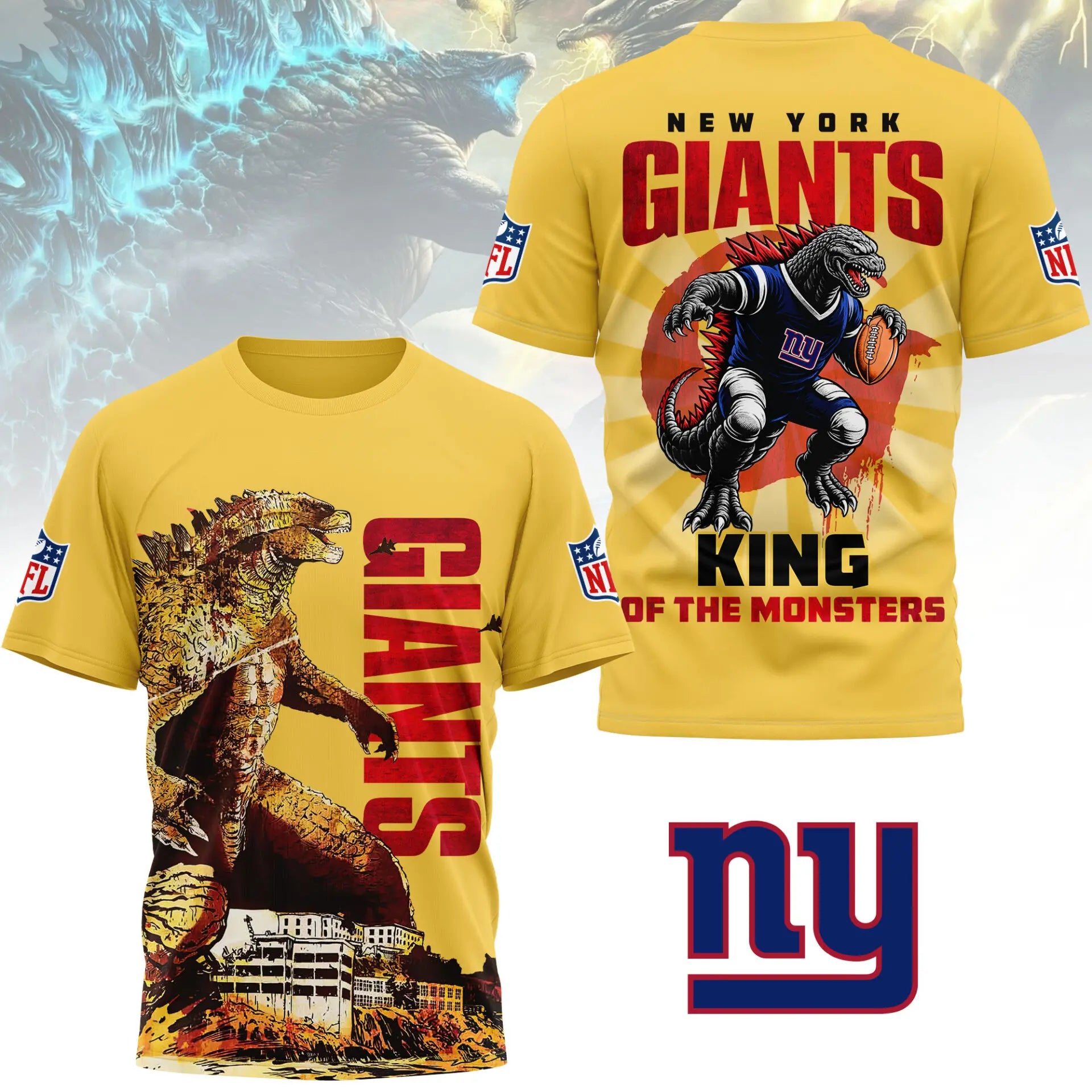 New York Giants | Premium NFL Godzilla King of the Monsters 3D Shirt NY – HuddleStyle.com - Main