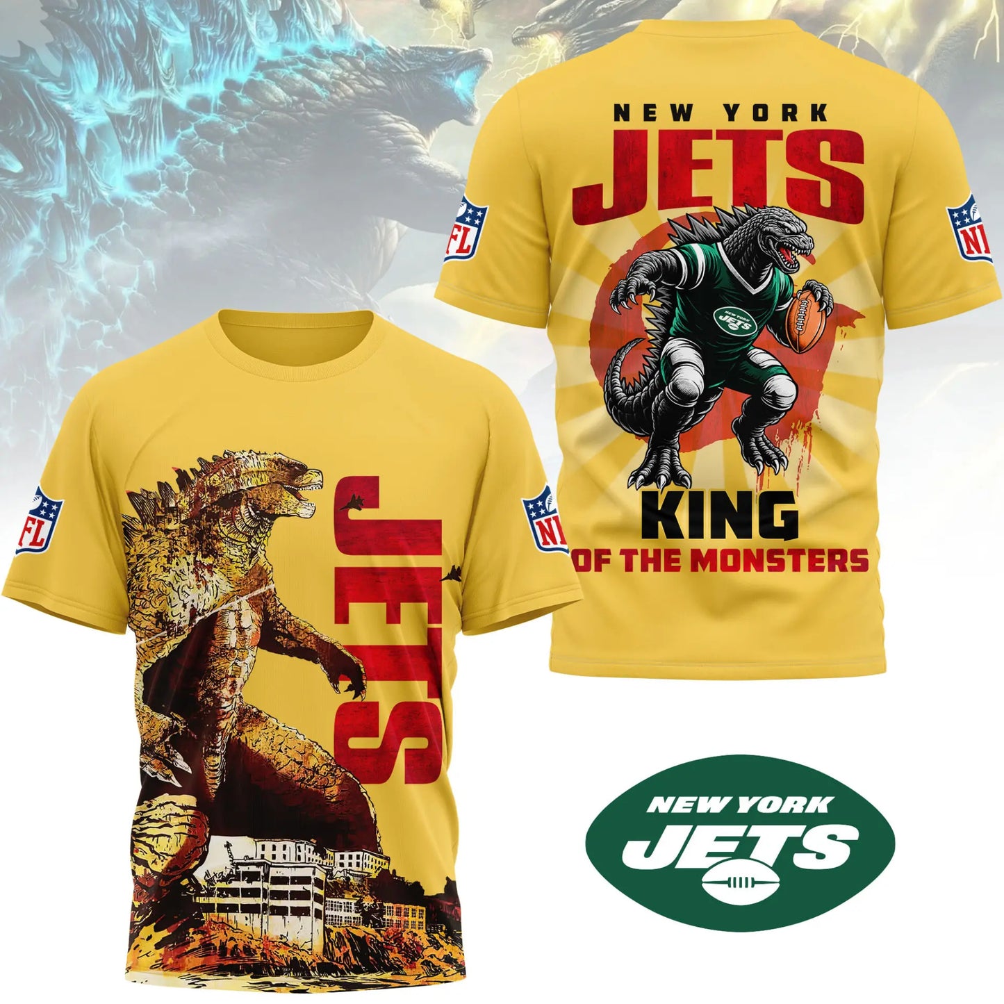 New York Jet | Premium NFL Godzilla King of the Monsters 3D Shirt NY – HuddleStyle.com - Main