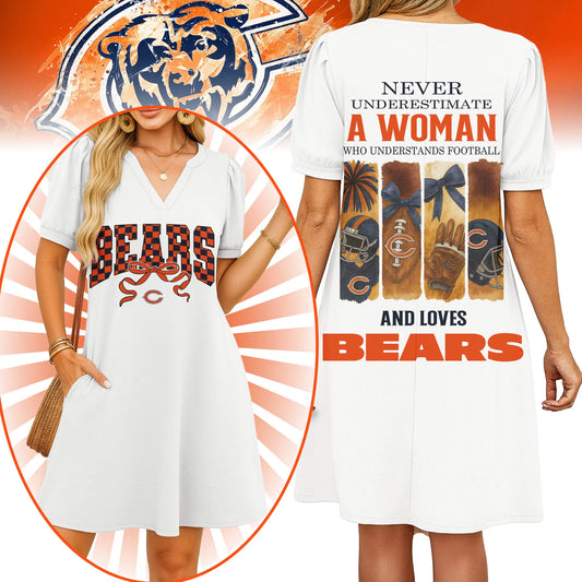 Chicago Bears | Premium NFL V-neck Dress HI – HuddleStyle.com - Main