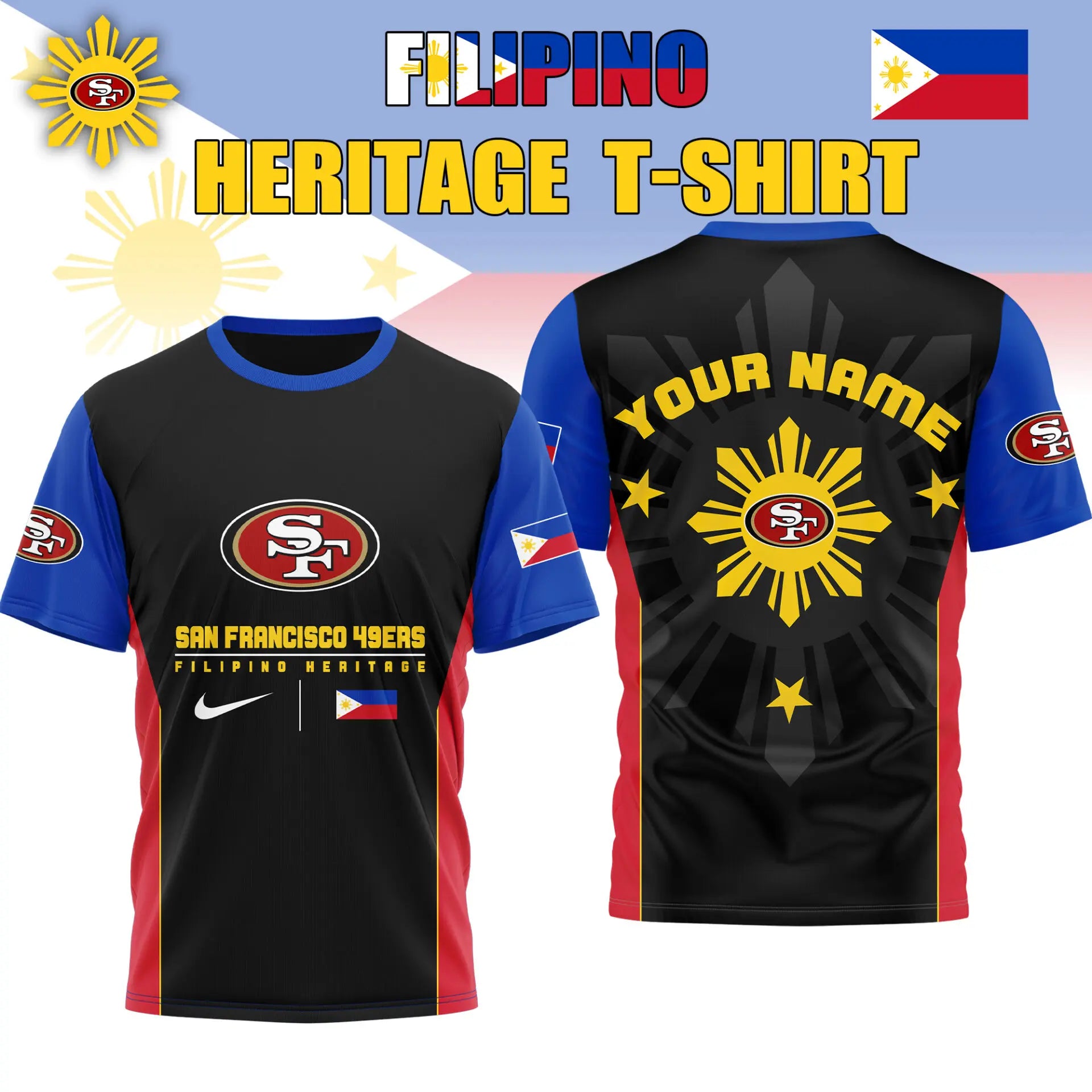 San Francisco 49ers | Premium NFL Filipino Heritage Celebration 3D Shirt HI – HuddleStyle.com - Main