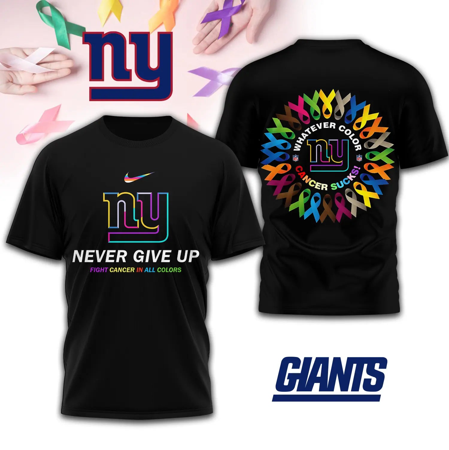 New York Giants | Premium Fight Cancer In All Colors 3D Shirt TD – HuddleStyle.com - Image 2