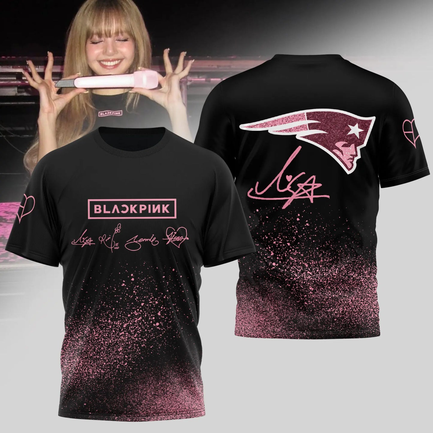 New England Patriots | Premium NFL x BlackPink 3D Shirt TD – HuddleStyle.com - Image 4