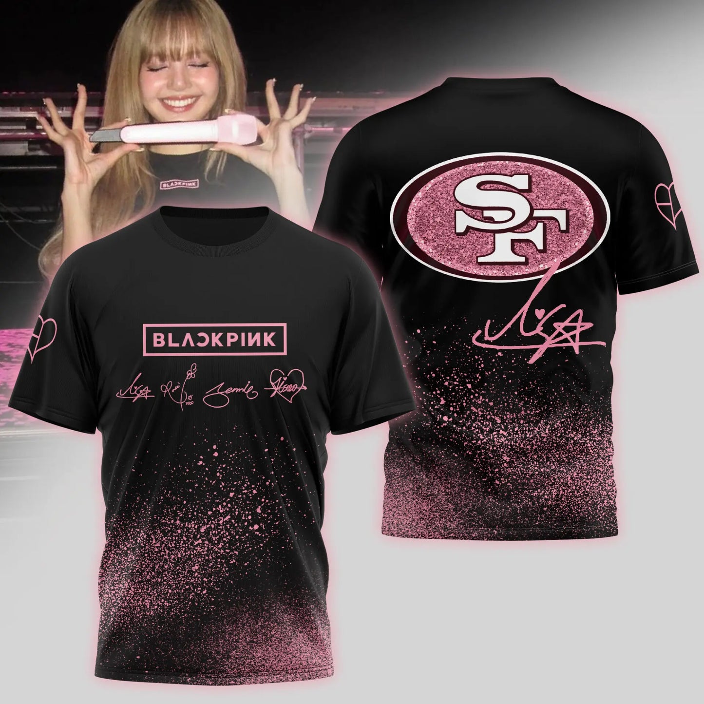 San Francisco 49ers | Premium NFL x BlackPink 3D Shirt TD – HuddleStyle.com - Image 3