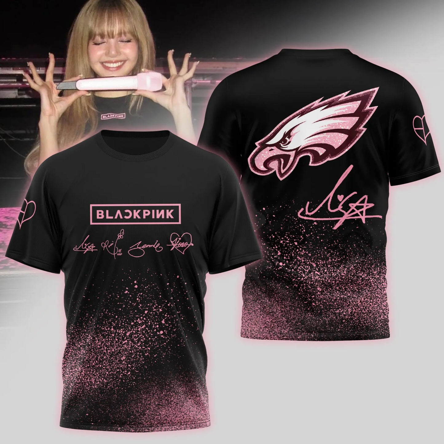 Philadelphia Eagles | Premium NFL x BlackPink 3D Shirt TD – HuddleStyle.com - Image 2