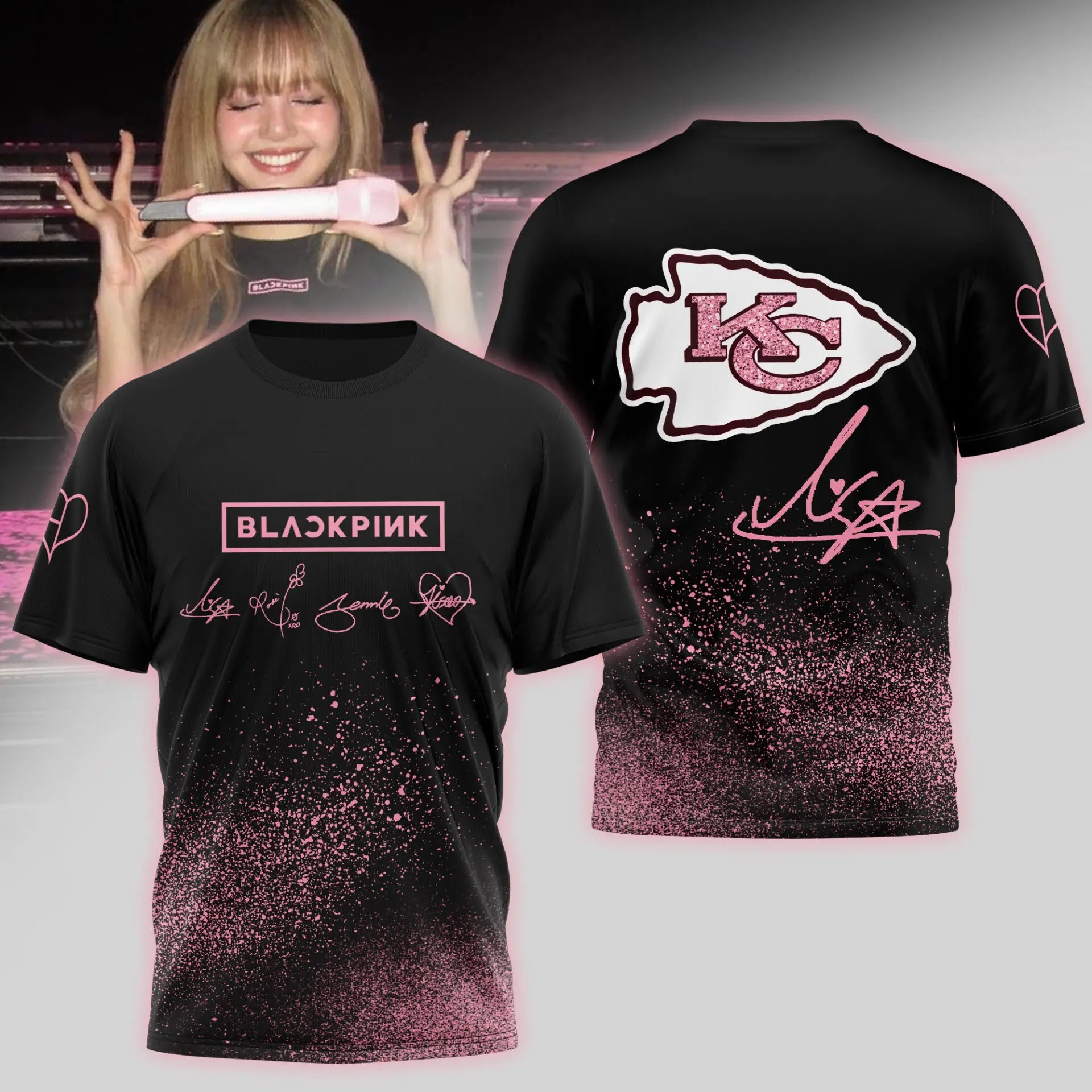 Kansas City Chiefs | Premium NFL x BlackPink 3D Shirt TD – HuddleStyle.com - Image 2