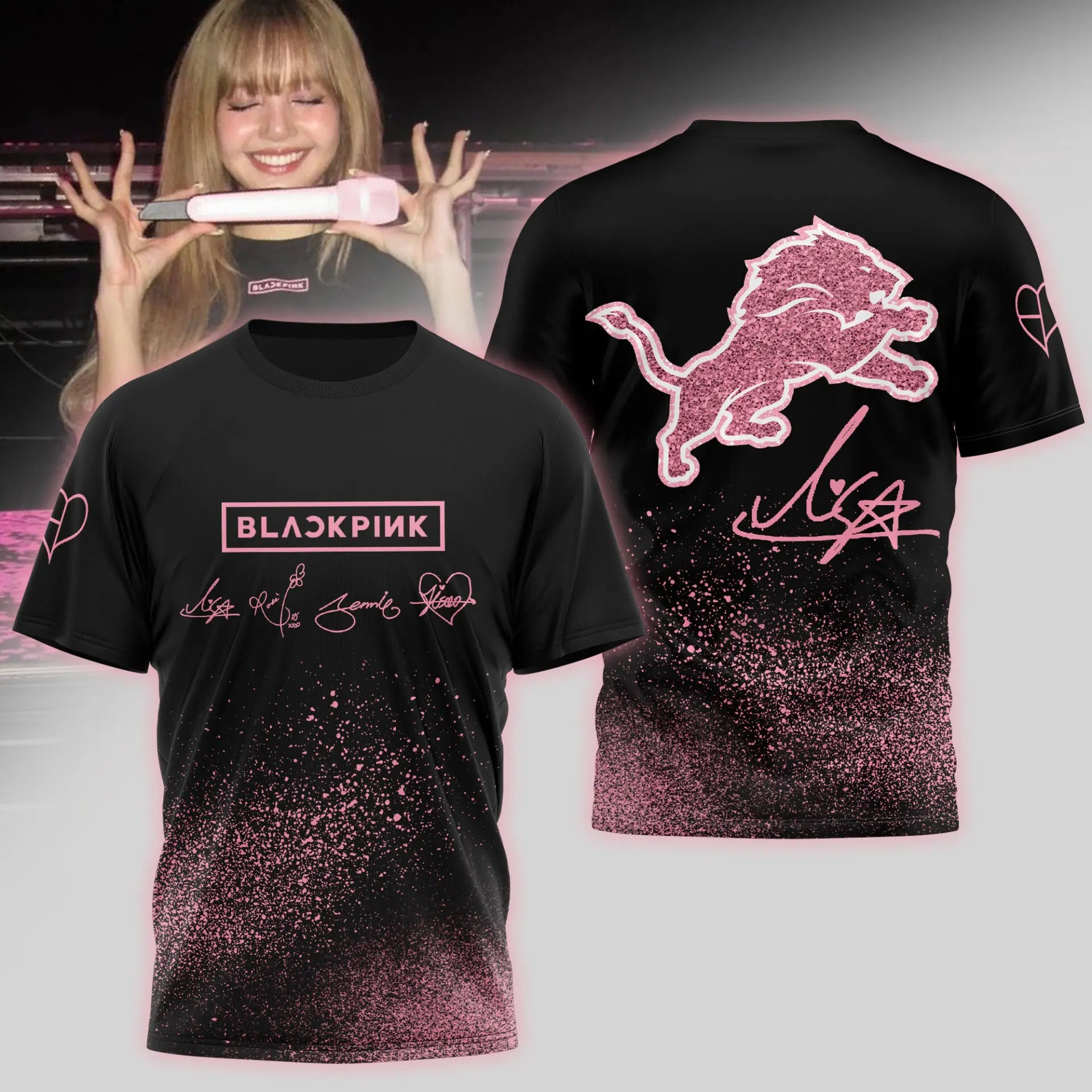Detroit Lions | Premium NFL x BlackPink 3D Shirt TD – HuddleStyle.com - Main
