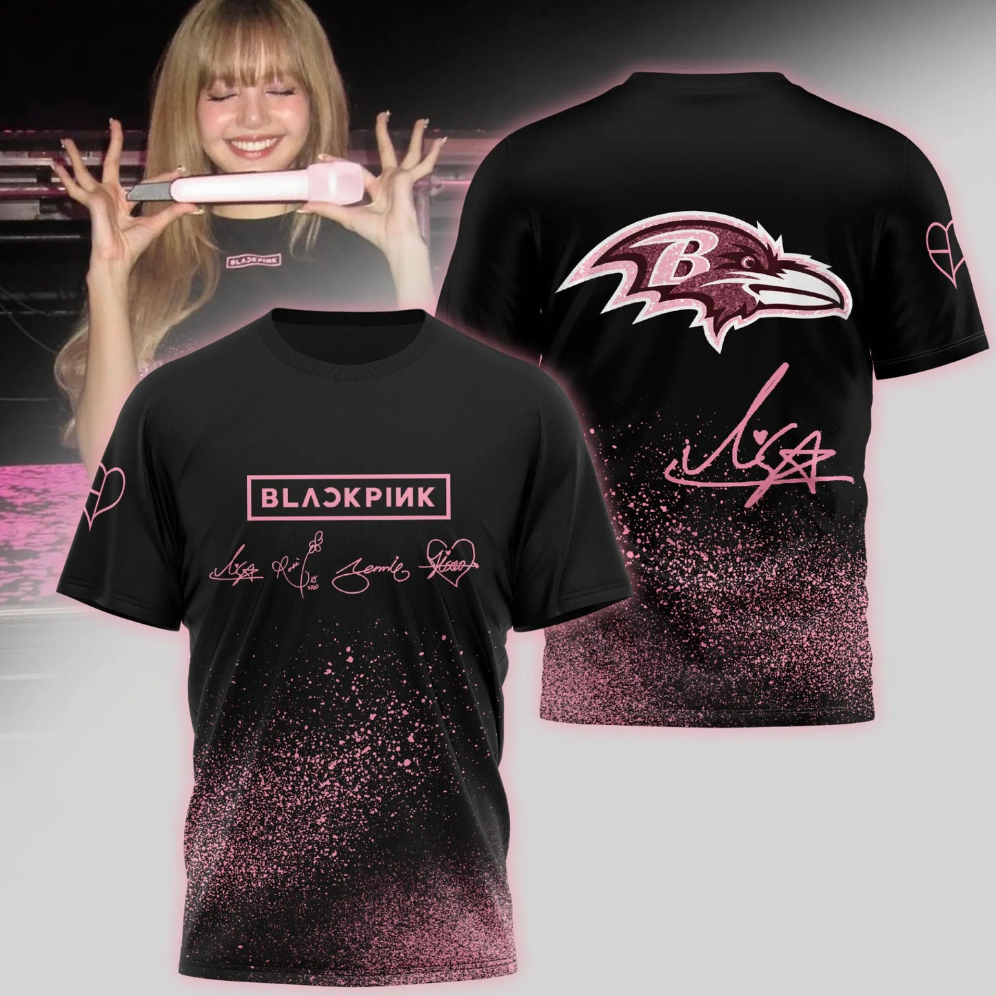 Baltimore Ravens | Premium NFL x BlackPink 3D Shirt TD – HuddleStyle.com - Main