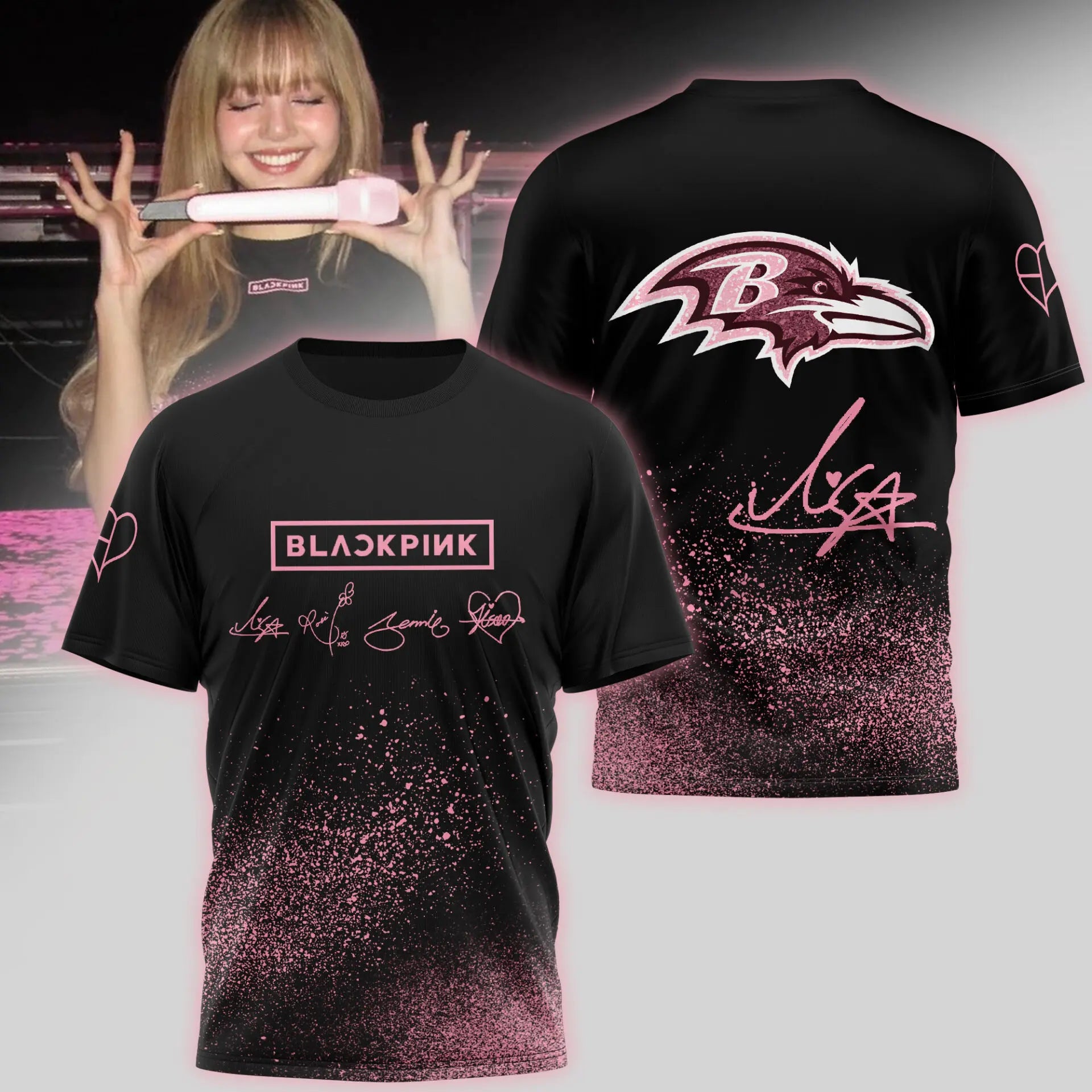 Baltimore Ravens | Premium NFL x BlackPink 3D Shirt TD – HuddleStyle.com - Main