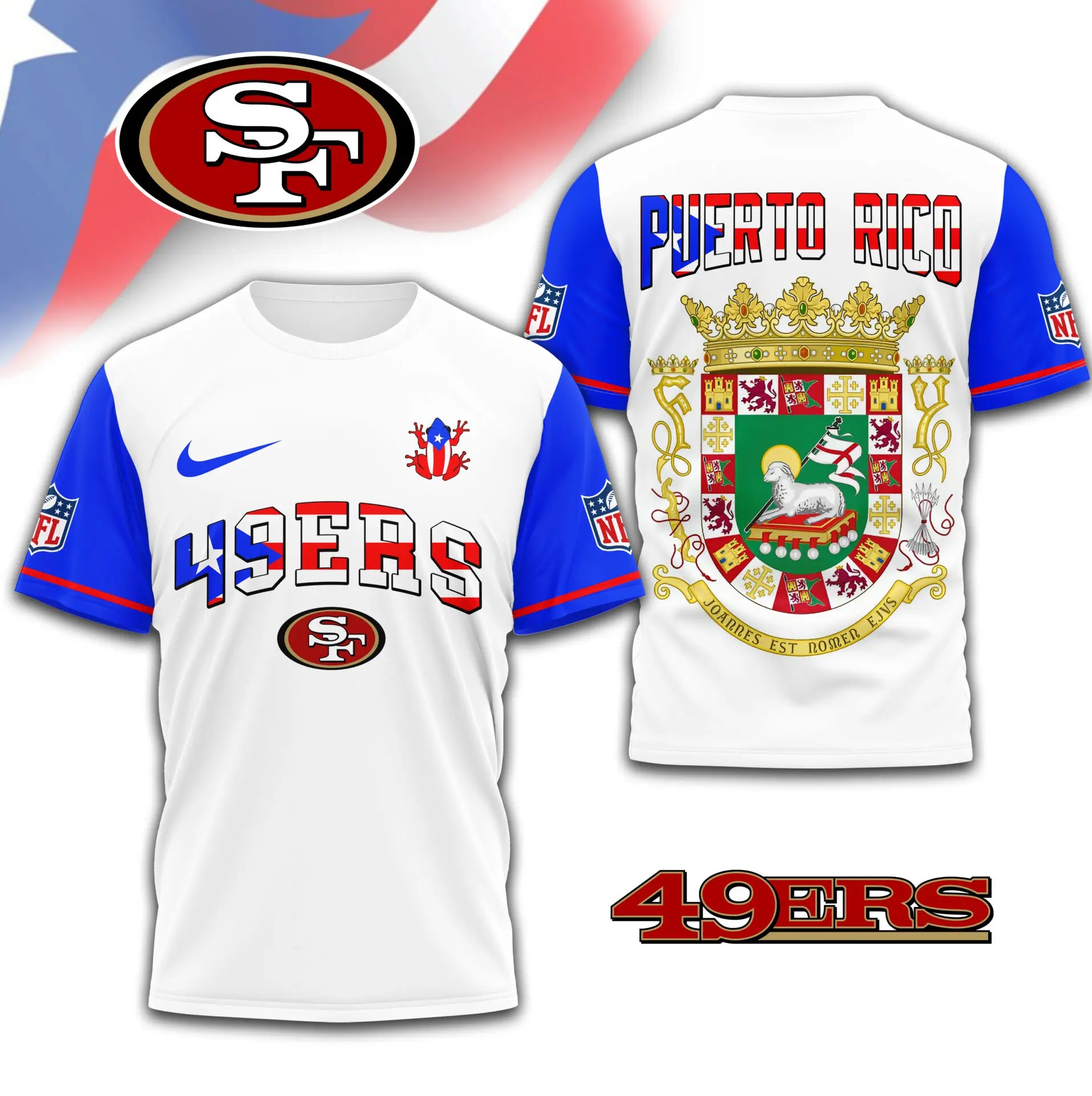 San Francisco 49ers | Premium NFL x Puerto Rico  3D Shirt TD – HuddleStyle.com - Main