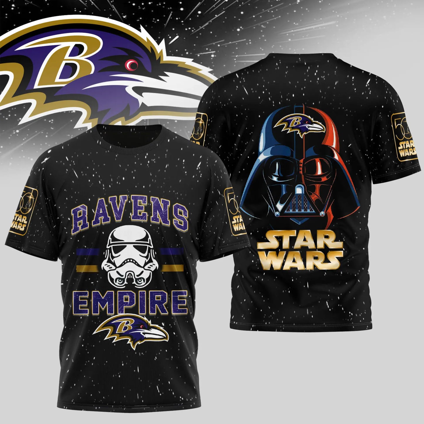 Baltimore Ravens | Premium NFL x Star Wars 3D Shirt TD – HuddleStyle.com - Main