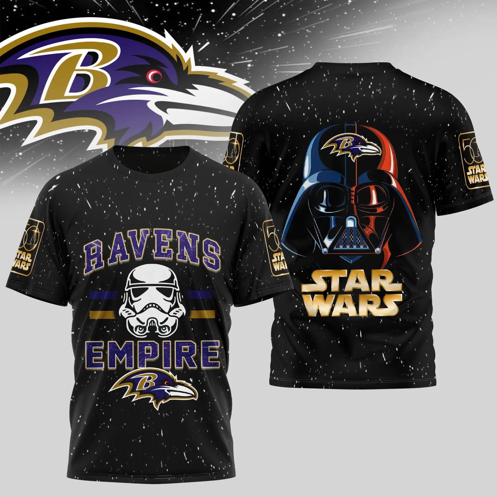Baltimore Ravens | Premium NFL x Star Wars 3D Shirt TD – HuddleStyle.com - Main