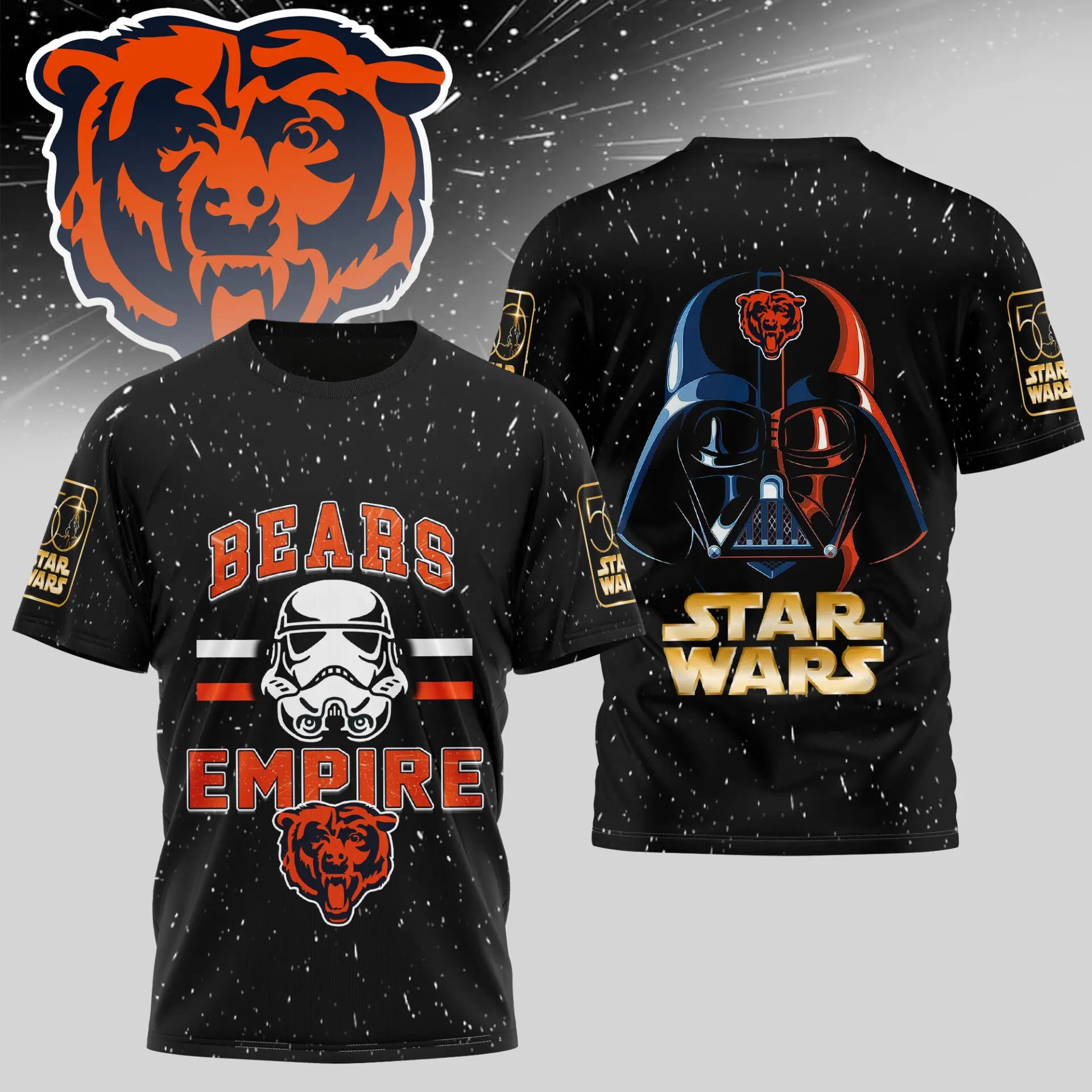 Chicago Bears | Premium NFL x Star Wars 3D Shirt TD – HuddleStyle.com - Image 3