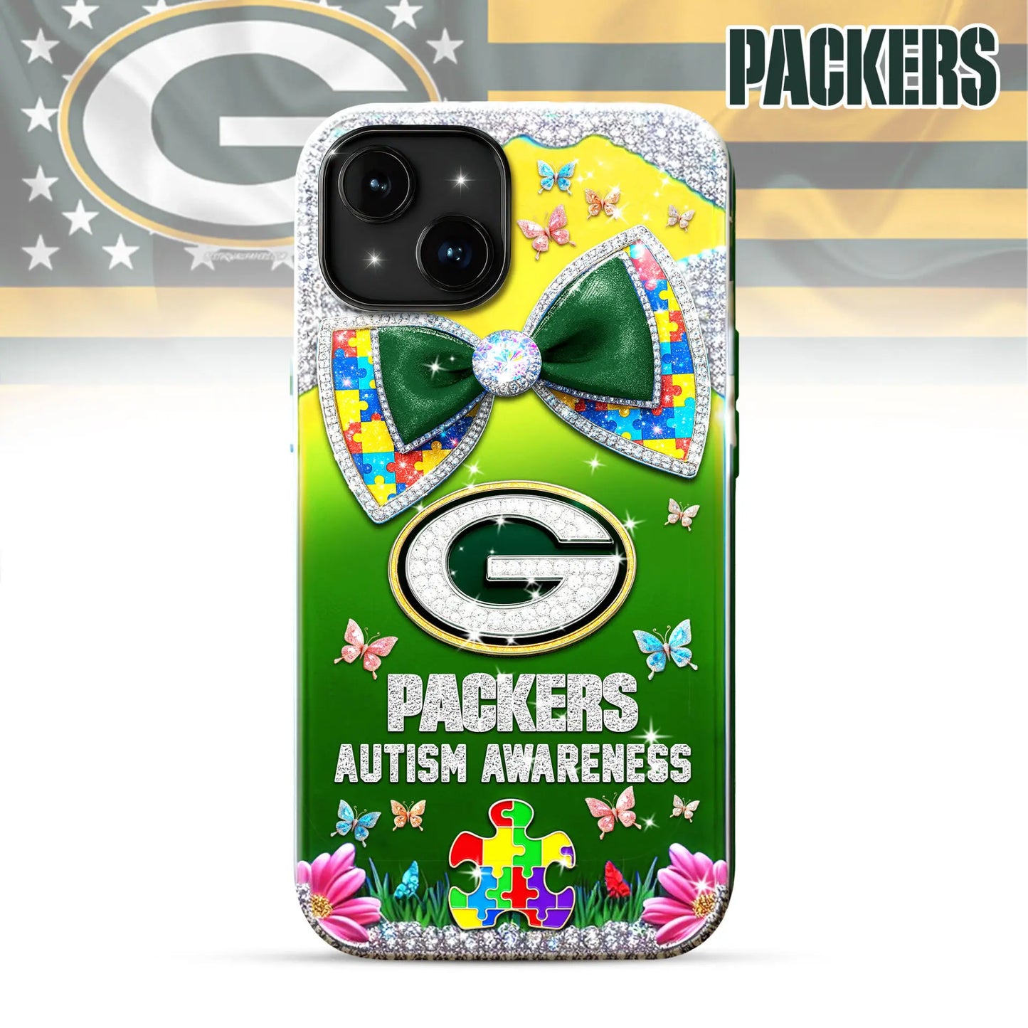 Green Bay Packers | Premium NFL Autism Awareness Phonecase TD – HuddleStyle.com - Main