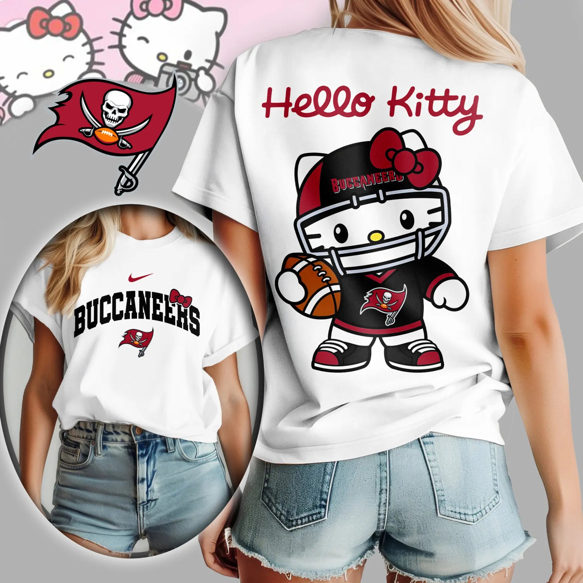 Tampa Bay Buccaneers | Premium NFL Hello Kitty 3D Shirt TD – HuddleStyle.com - Main