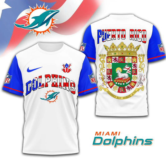 Miami Dolphins | Premium NFL x Puerto Rico  3D Shirt TD – HuddleStyle.com - Main