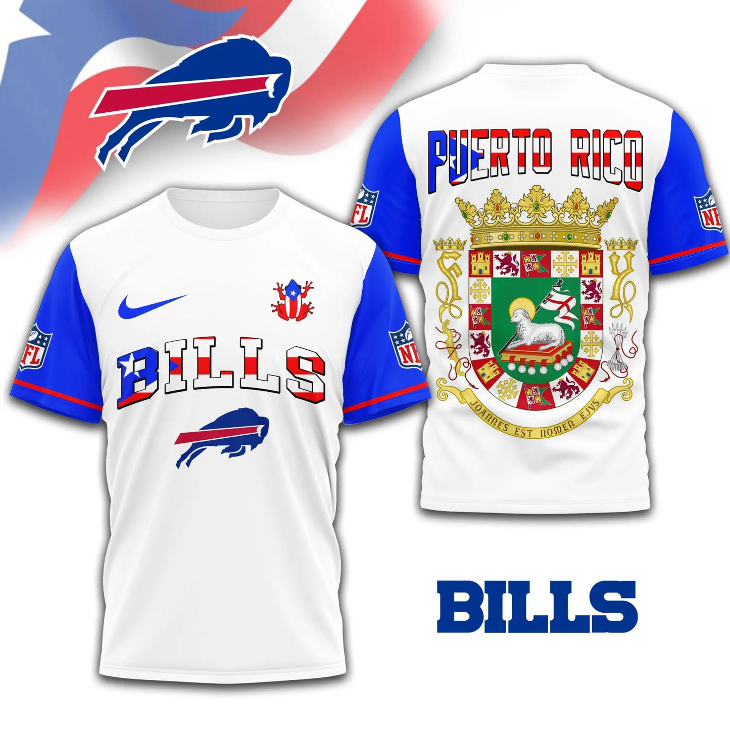 Buffalo Bills | Premium NFL x Puerto Rico  3D Shirt TD – HuddleStyle.com - Image 2