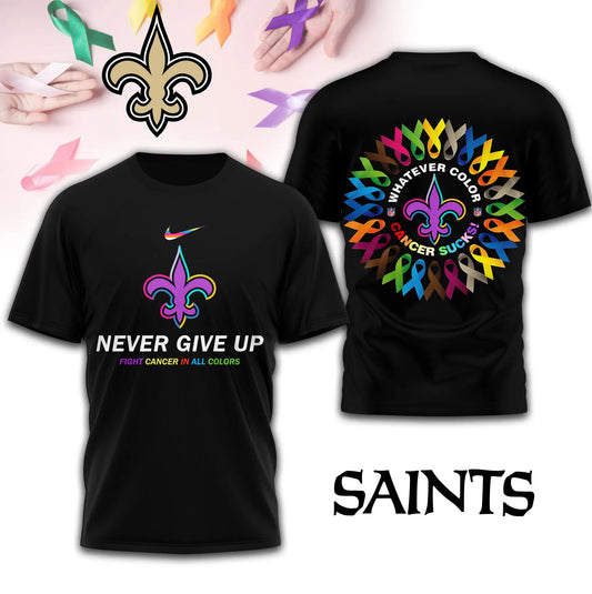 New Orleans Saints | Premium Fight Cancer In All Colors 3D Shirt TD – HuddleStyle.com - Main