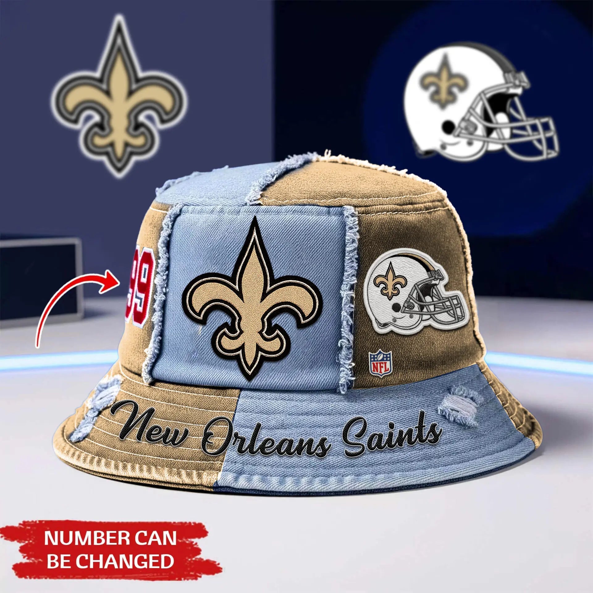 New Orleans Saints | Premium Bucket Hat TD – HuddleStyle.com - Image 2