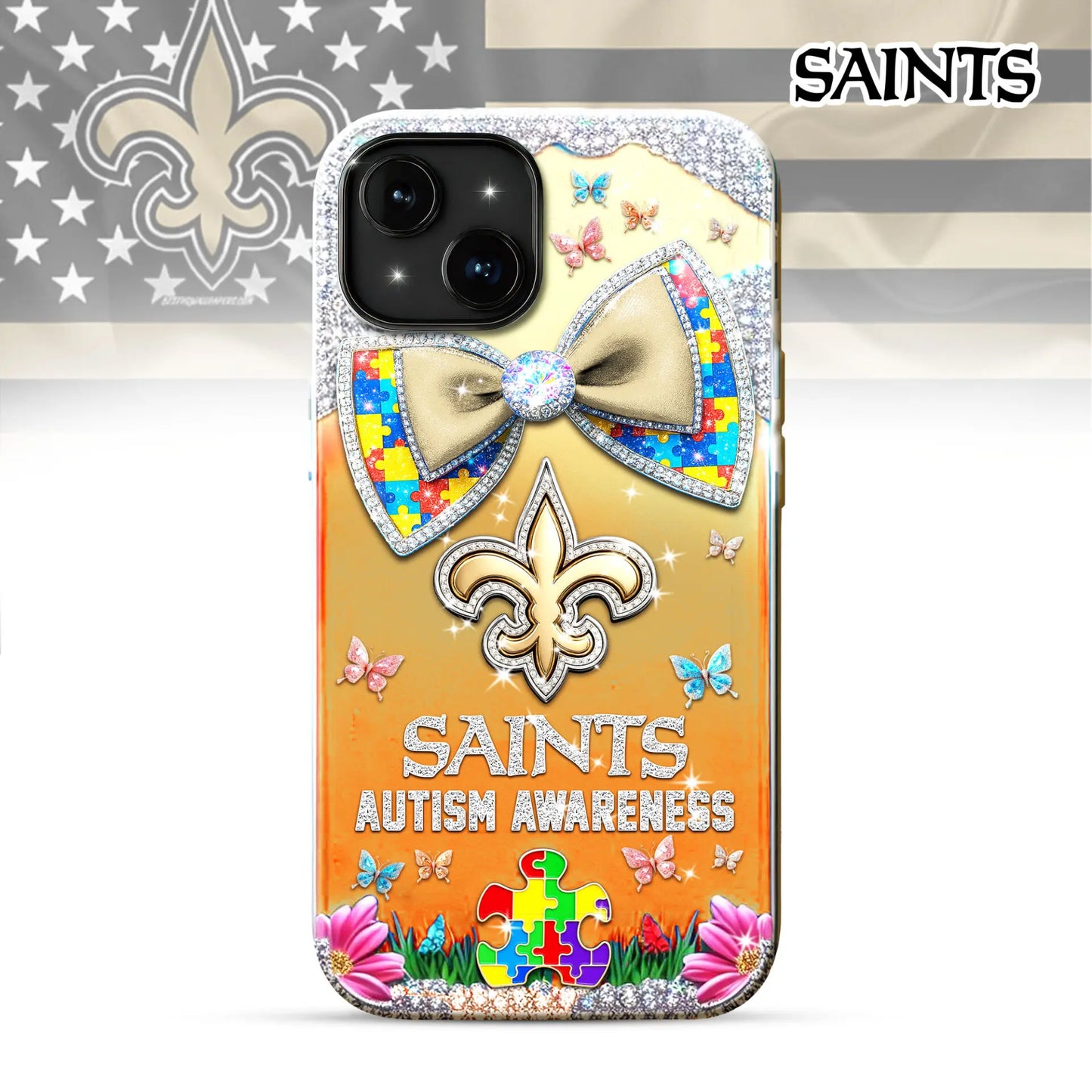 New Orleans Saints | Premium NFL Autism Awareness Phonecase TD – HuddleStyle.com - Image 2