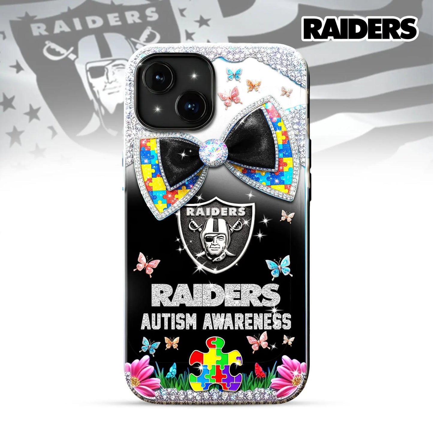 Las Vegas Raiders | Premium NFL Autism Awareness Phonecase TD – HuddleStyle.com - Main