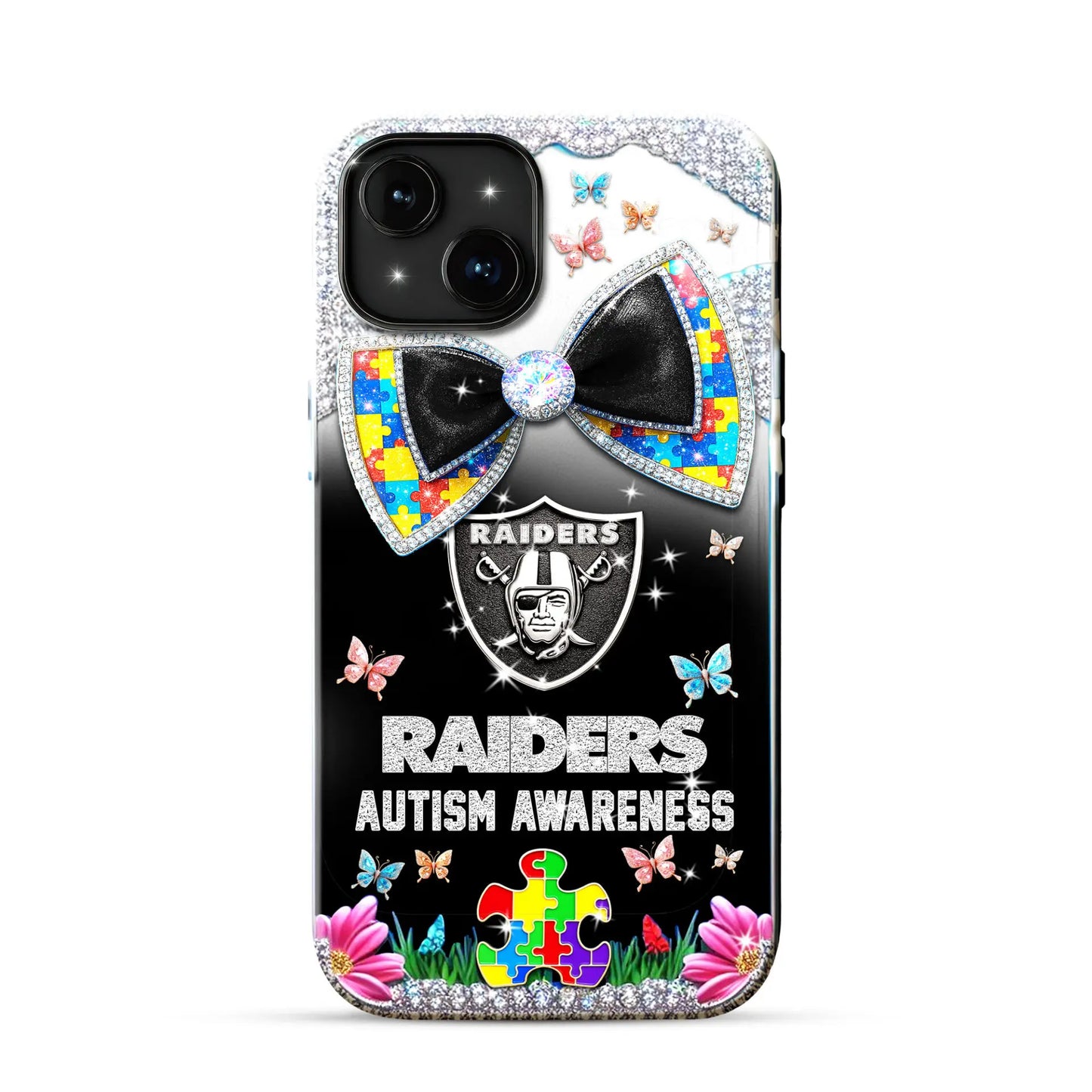 Las Vegas Raiders | Premium NFL Autism Awareness Phonecase TD – HuddleStyle.com - Image 2