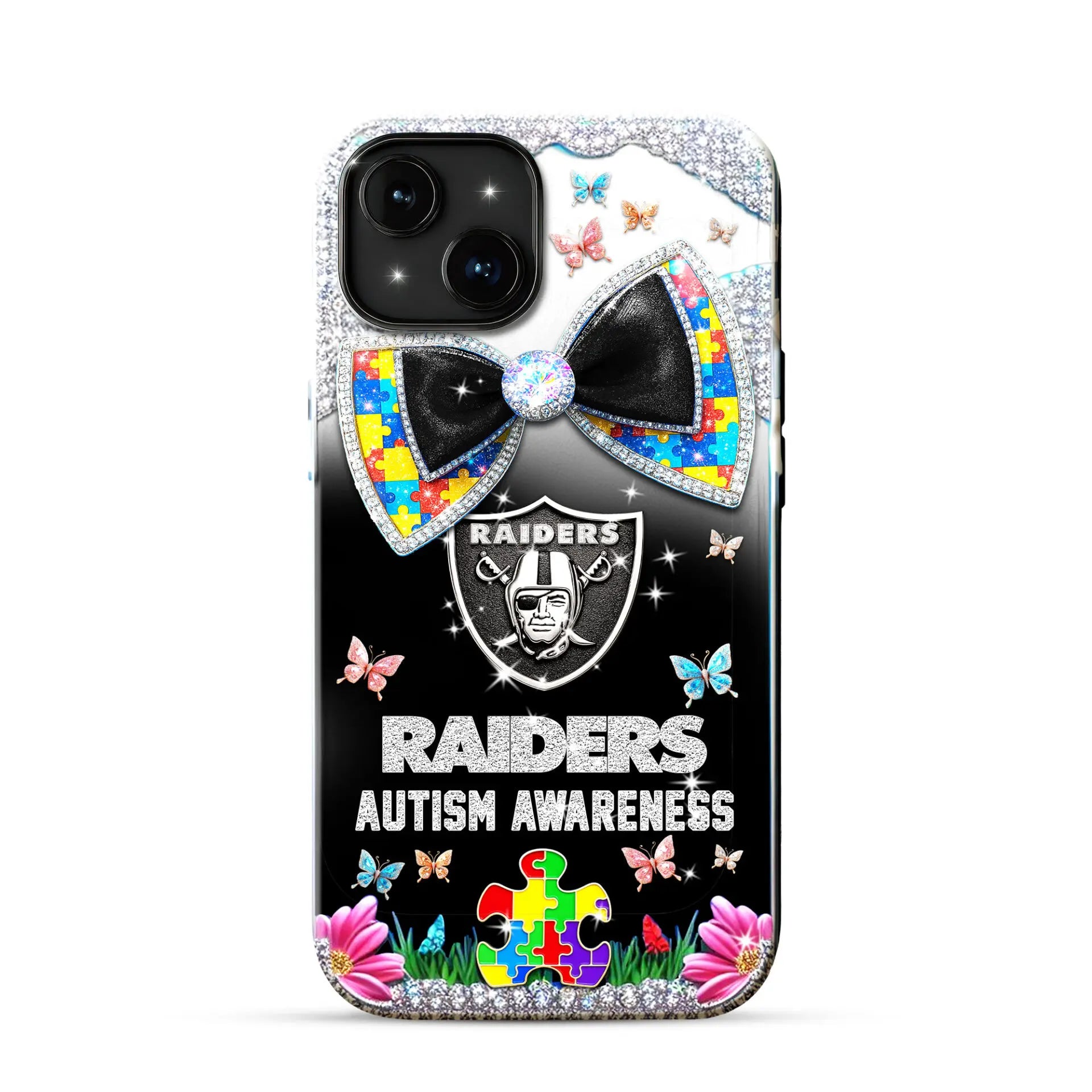 Las Vegas Raiders | Premium NFL Autism Awareness Phonecase TD – HuddleStyle.com - Image 2