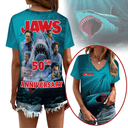 JAWS V-neck Short Sleeve Shirt NY DB