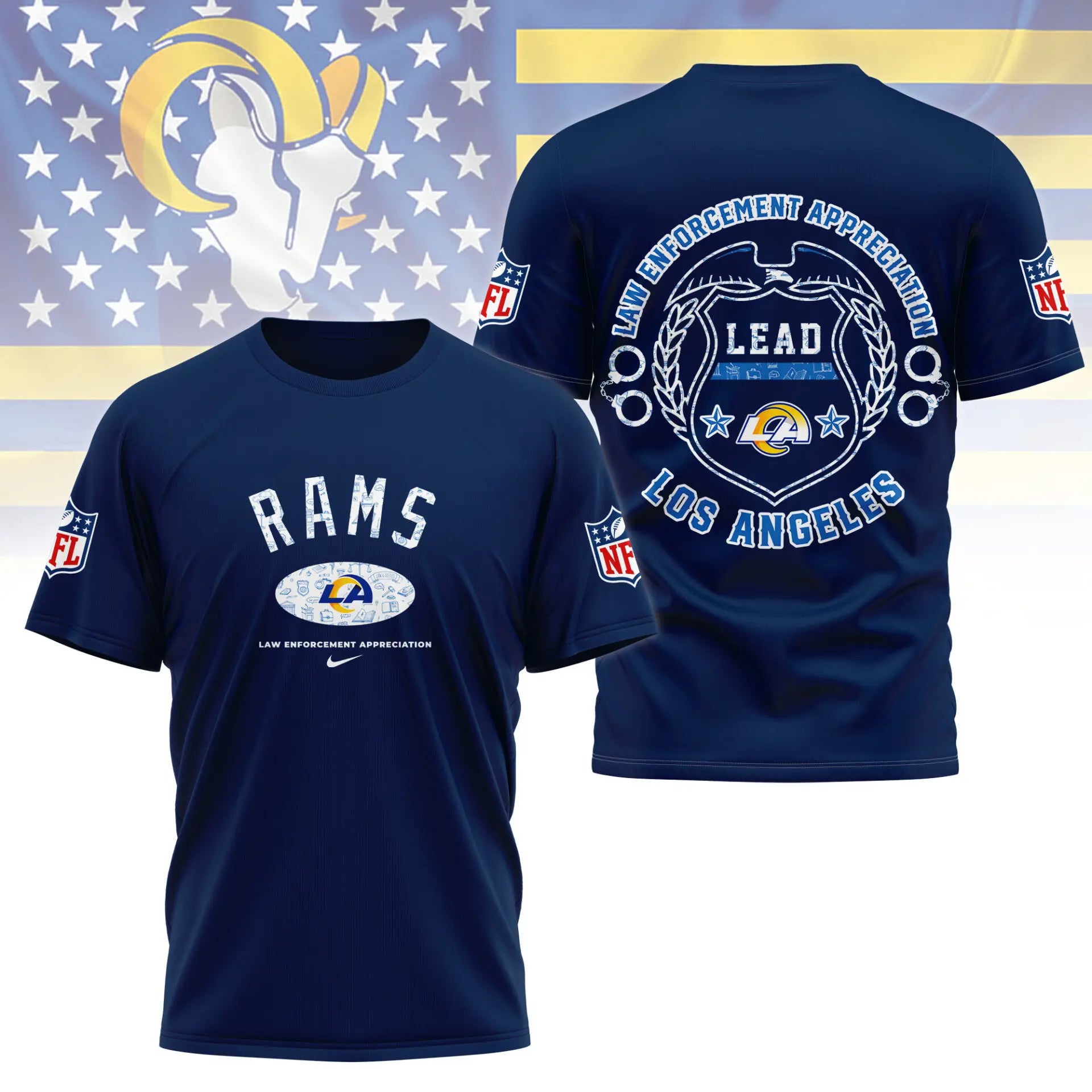 Los Angeles Rams | Premium Law Appreciation Month 3D Shirt NY – HuddleStyle.com - Image 4