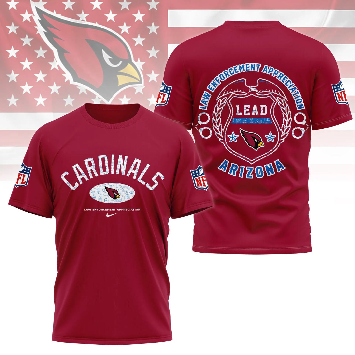 Arizona Cardinals | Premium Law Appreciation Month 3D Shirt NY – HuddleStyle.com - Main