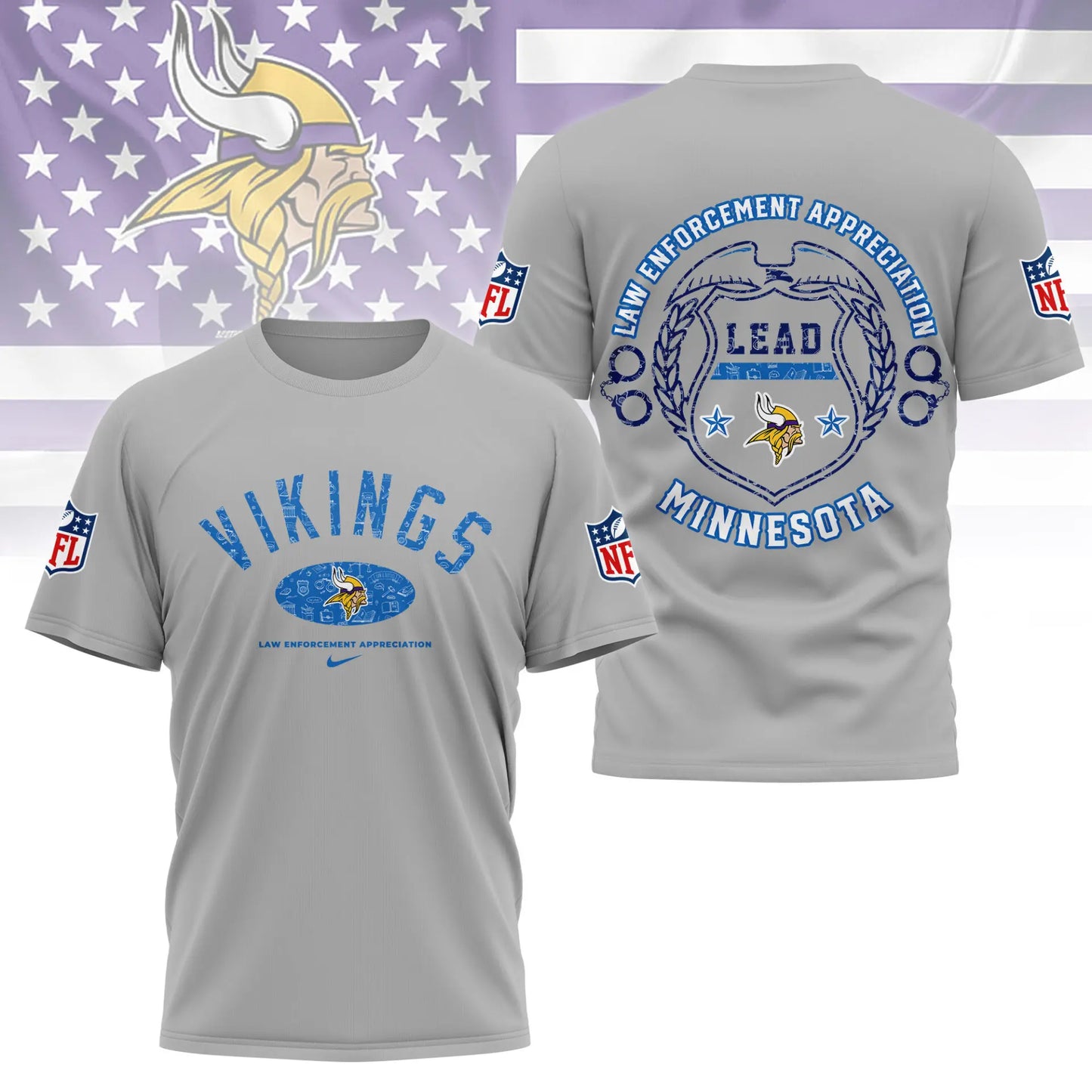 Minnesota Vikings | Premium Law Appreciation Month 3D Shirt NY – HuddleStyle.com - Main