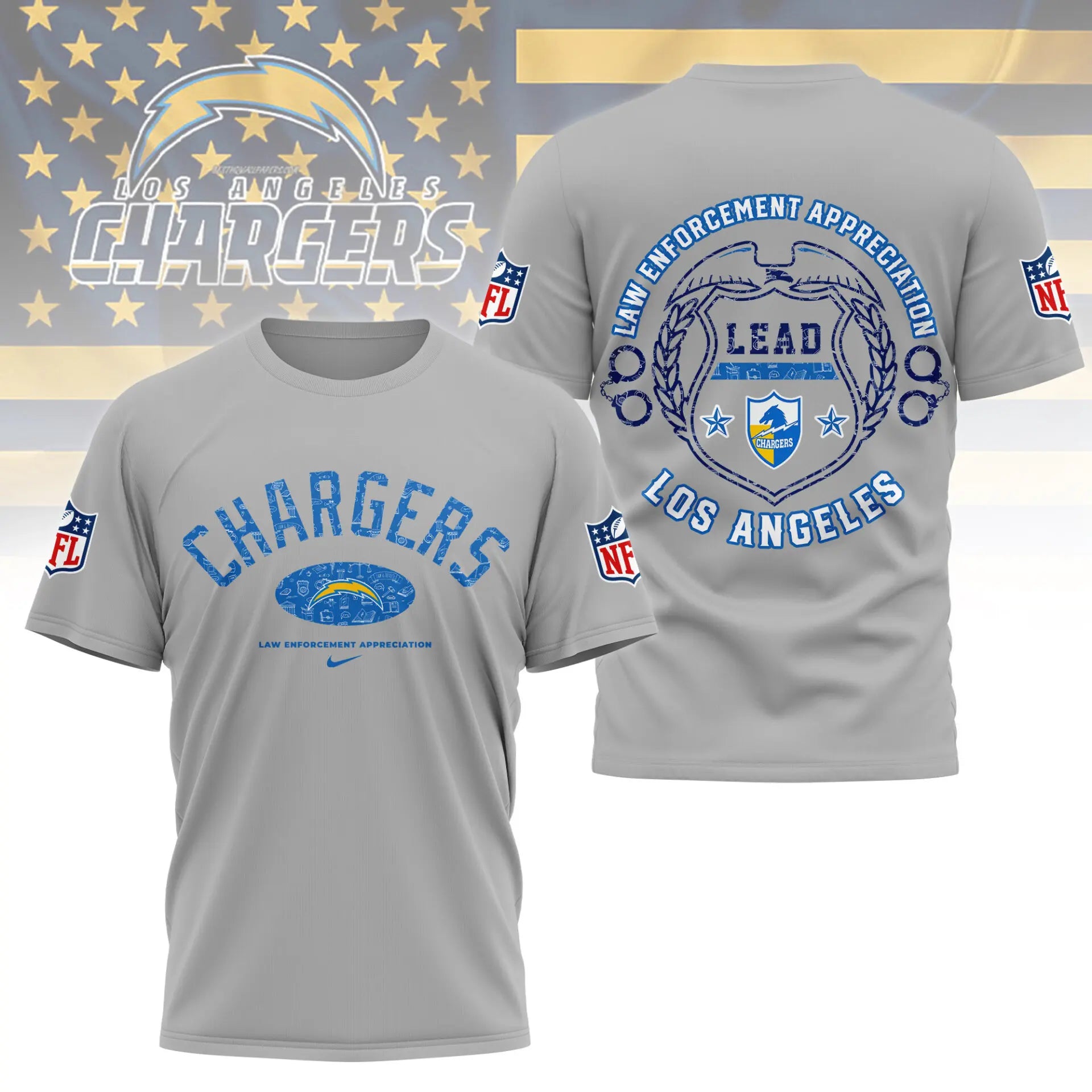 Los Angeles Chargers | Premium Law Appreciation Month 3D Shirt NY – HuddleStyle.com - Image 3