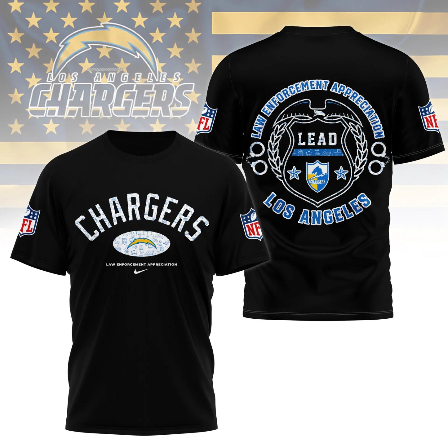 Los Angeles Chargers | Premium Law Appreciation Month 3D Shirt NY – HuddleStyle.com - Image 5