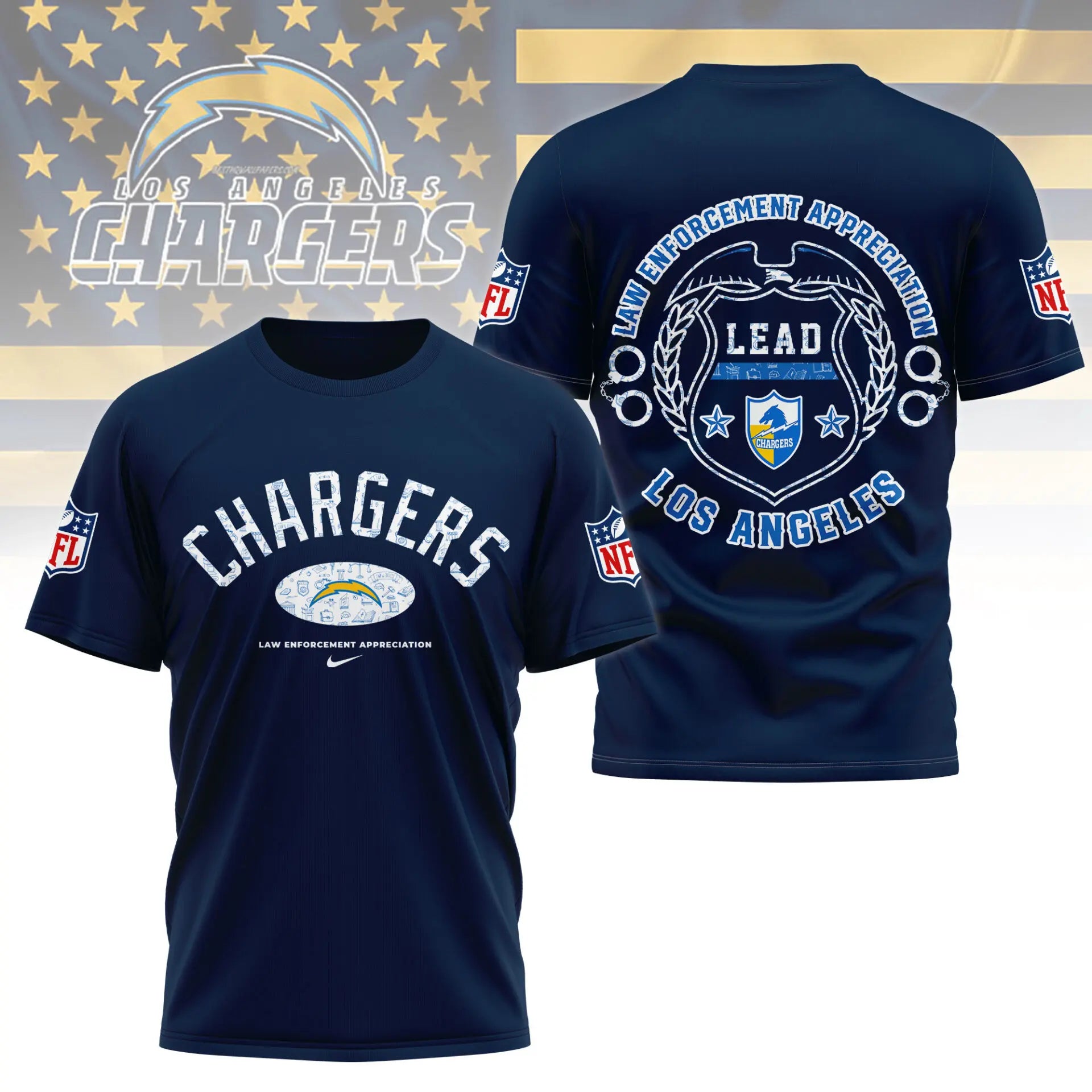 Los Angeles Chargers | Premium Law Appreciation Month 3D Shirt NY – HuddleStyle.com - Image 4
