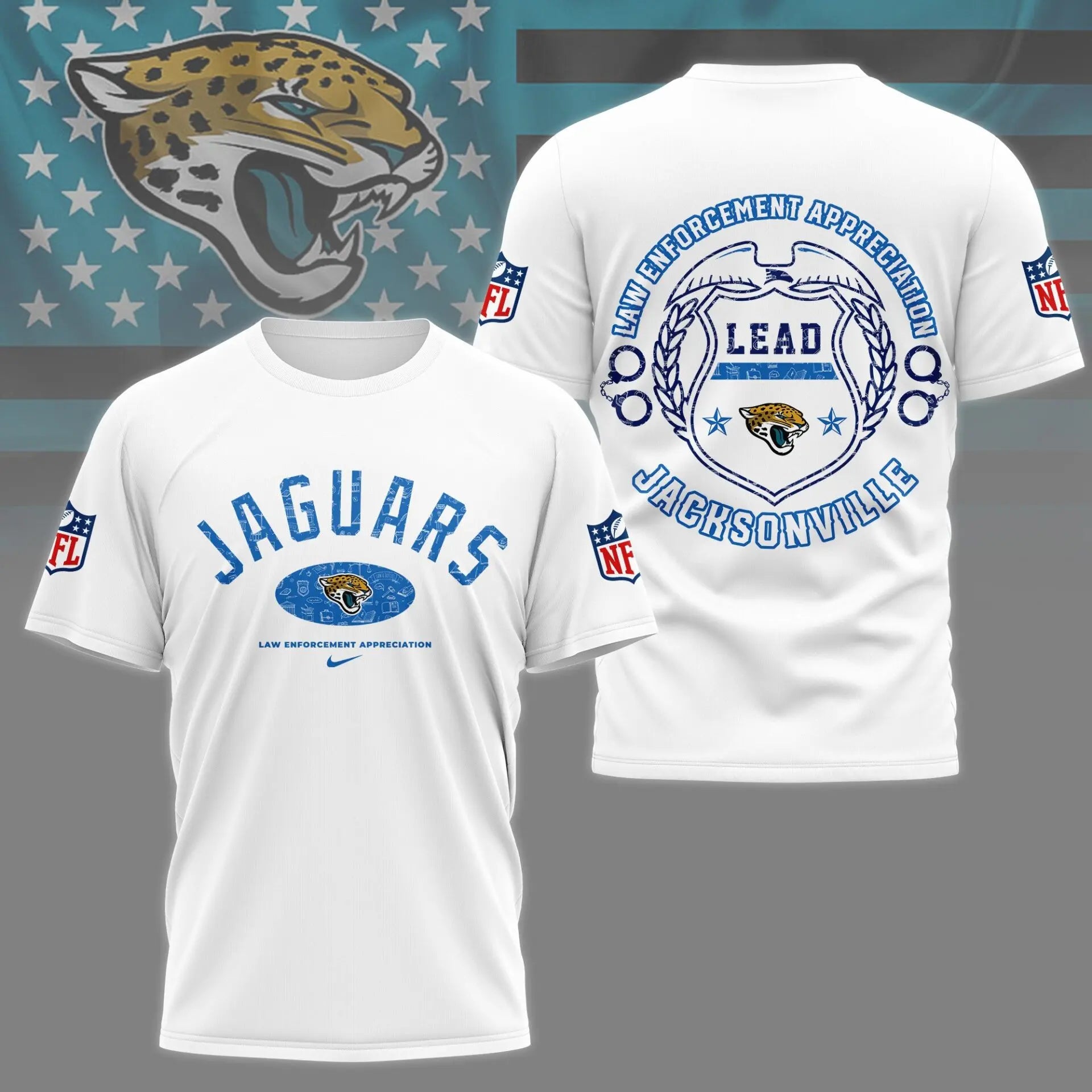Jacksonville Jaguars | Premium Law Appreciation Month 3D Shirt NY – HuddleStyle.com - Image 3