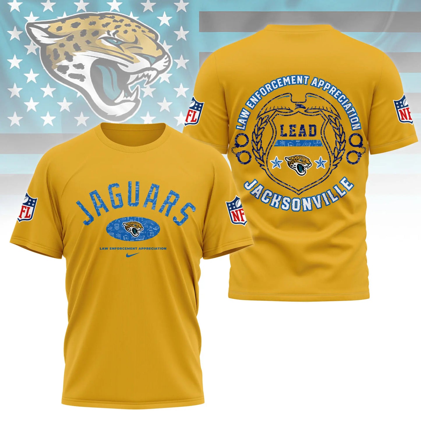 Jacksonville Jaguars | Premium Law Appreciation Month 3D Shirt NY – HuddleStyle.com - Main