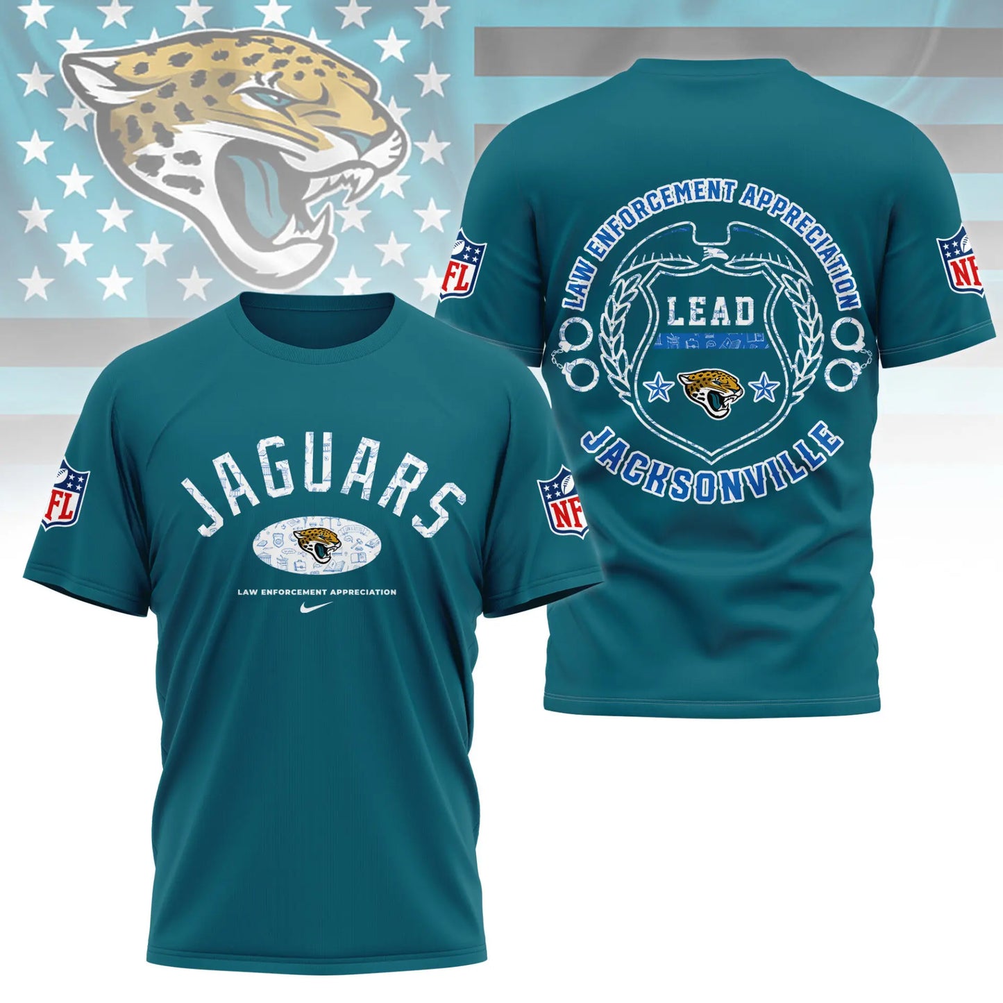 Jacksonville Jaguars | Premium Law Appreciation Month 3D Shirt NY – HuddleStyle.com - Image 2