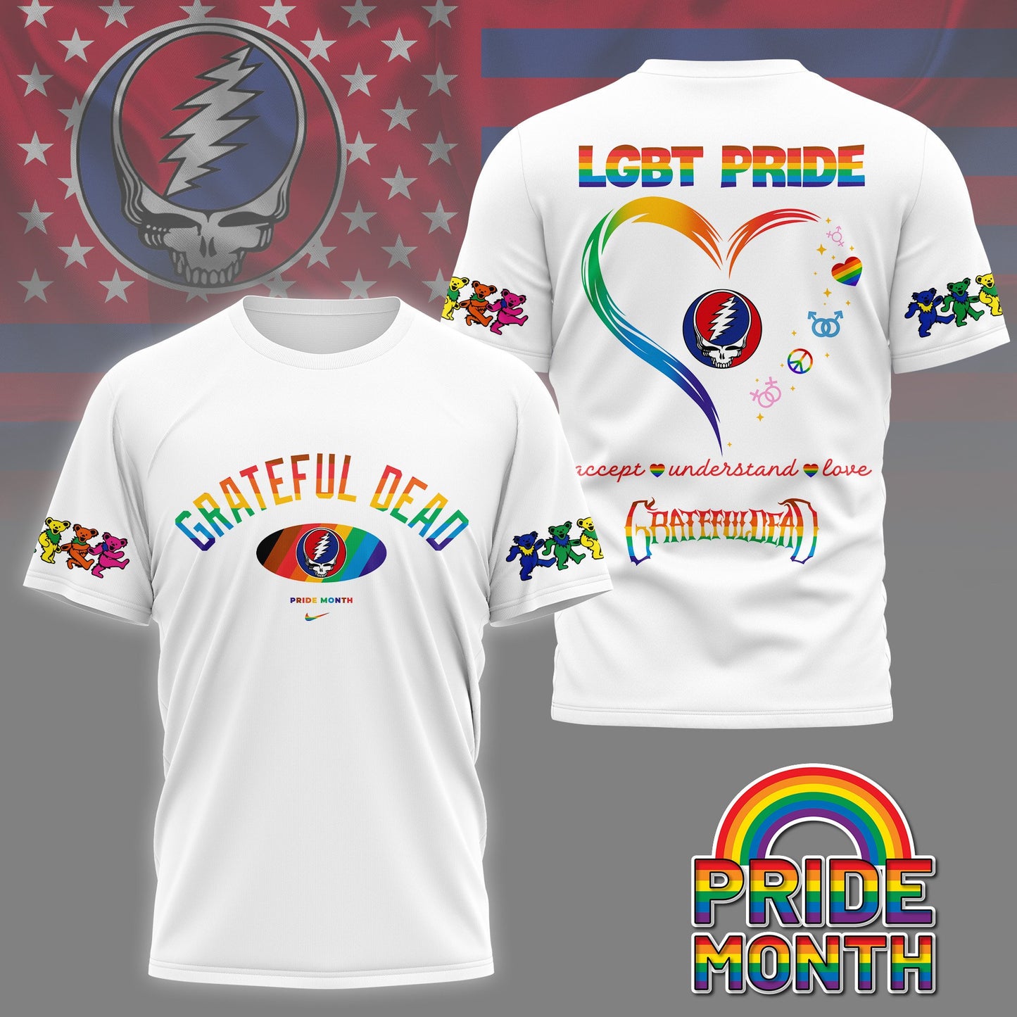 GRATEFUL DEAD PRIDE MONTH 3D SHIRT NY