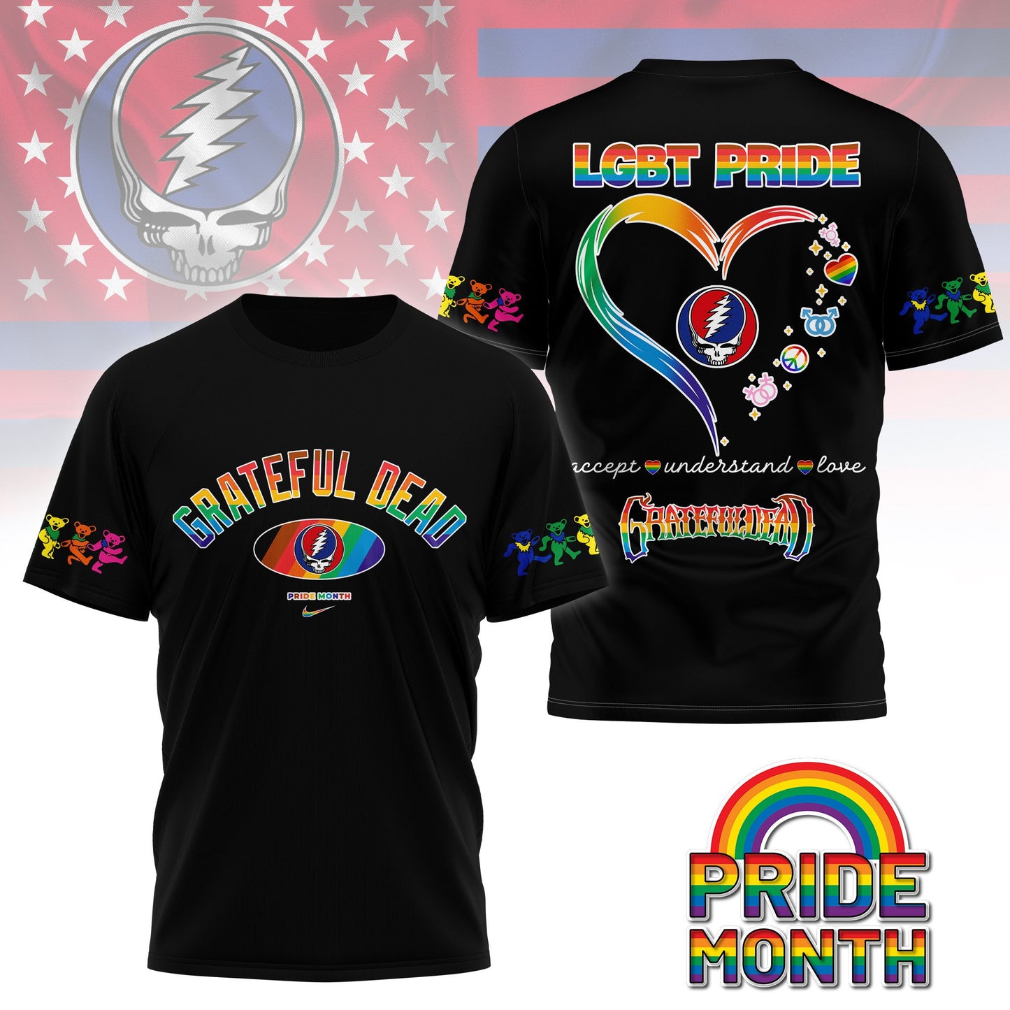 GRATEFUL DEAD PRIDE MONTH 3D SHIRT NY