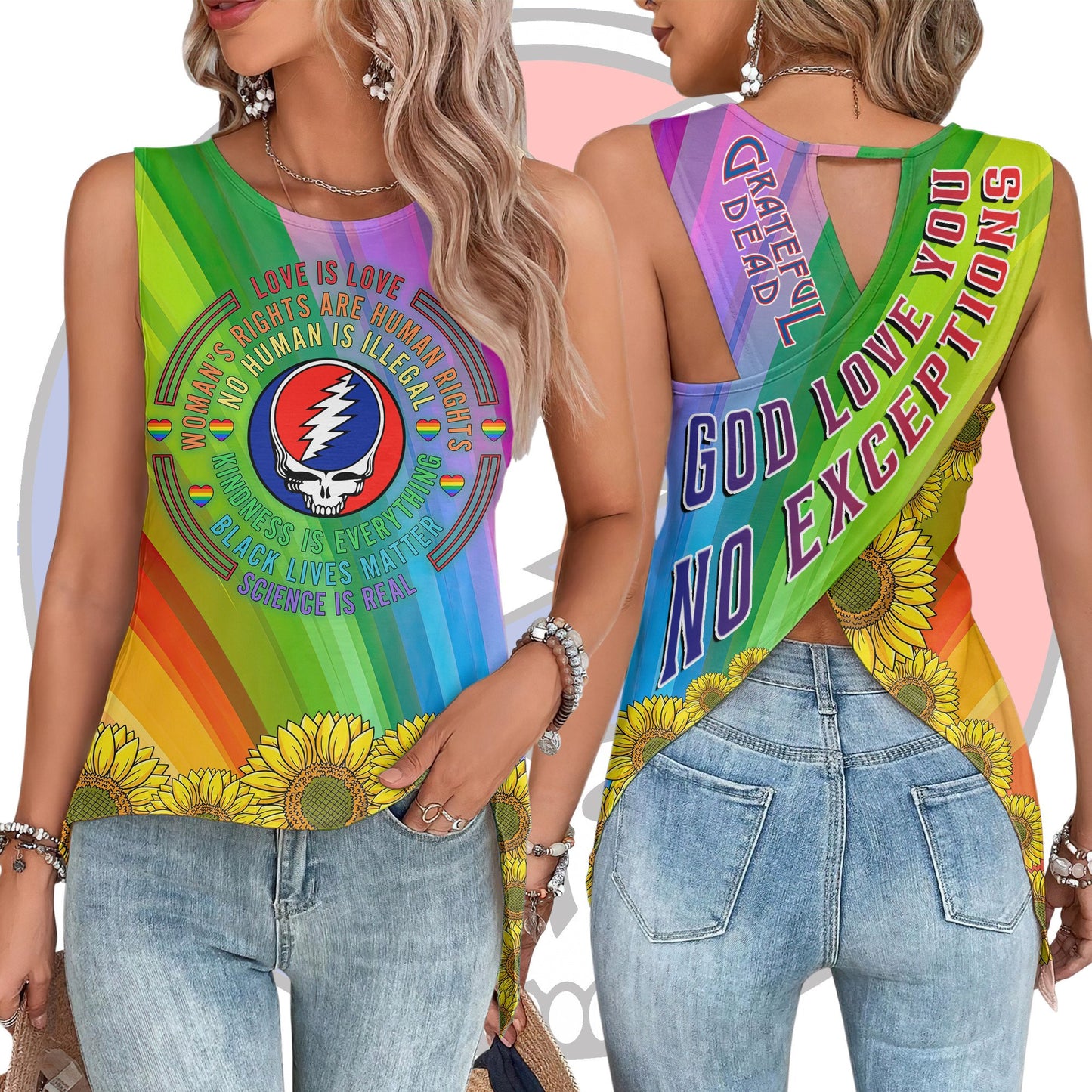 GRFD Pride Month Cut Out Wrap Back Tank Top NY
